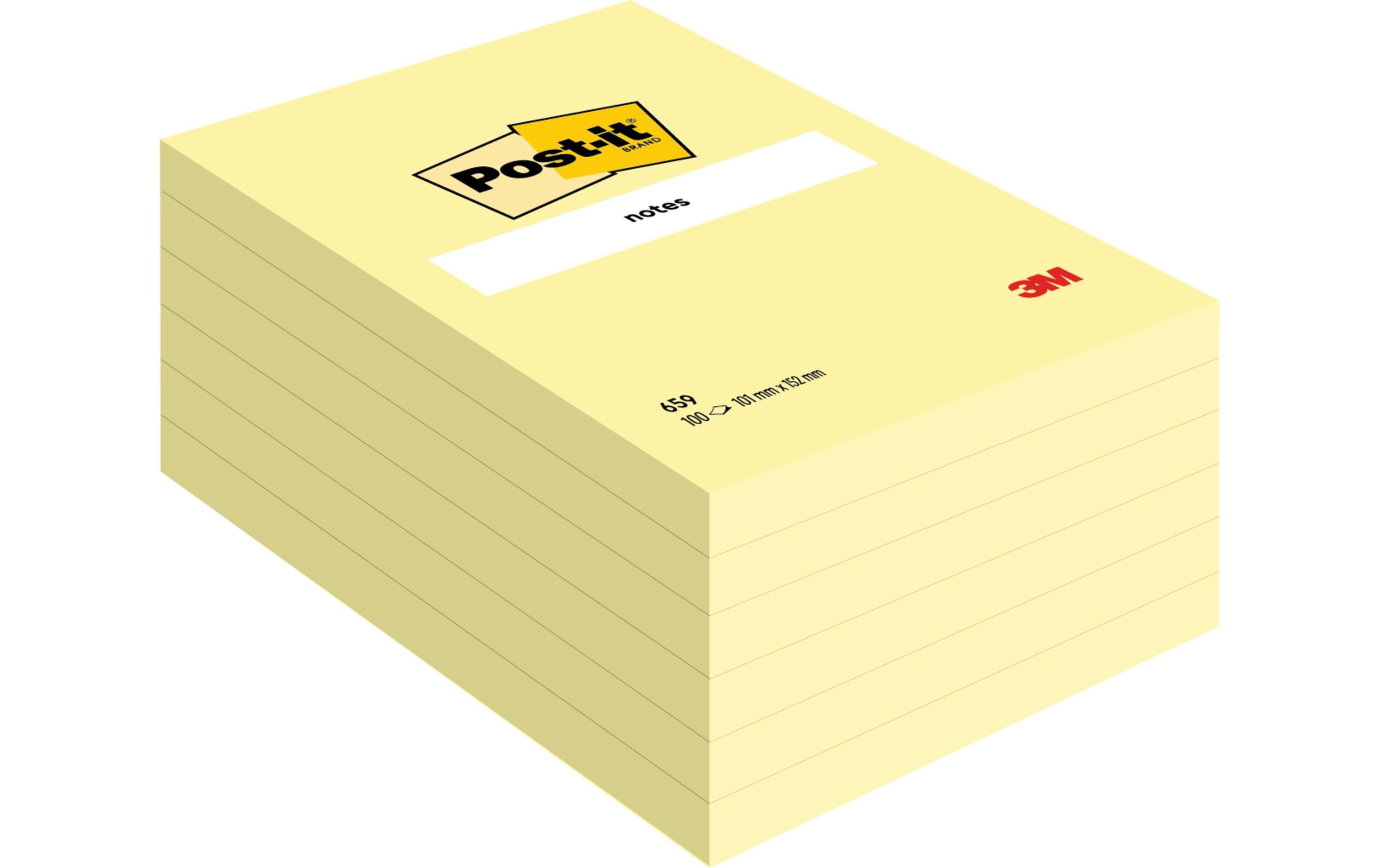 Post-it Haftnotizen Original Gelb, 102 x 152 mm, gelb, 6 Blöcke