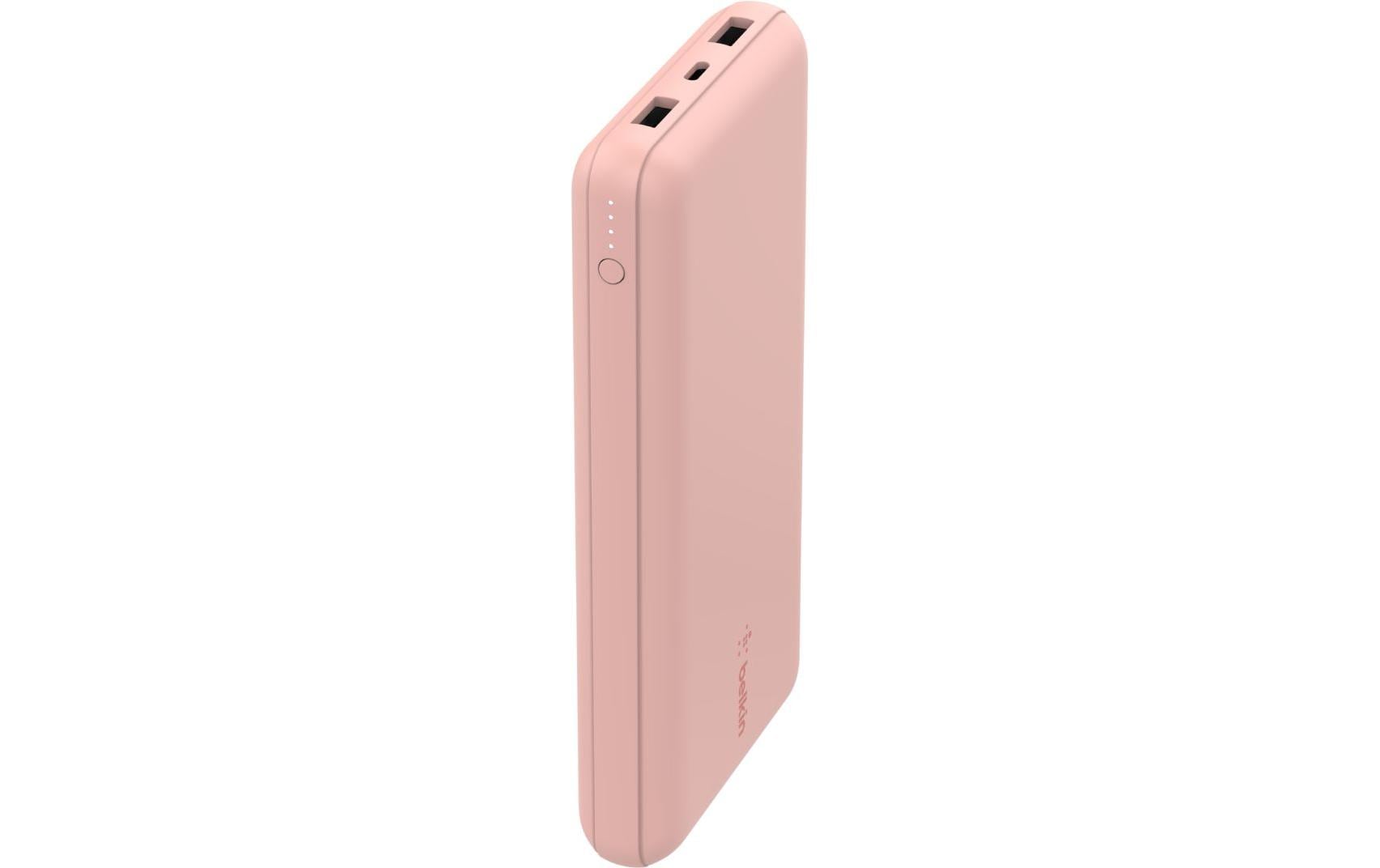 Belkin BoostCharge 3-Port Power Bank 20000 + USB-A to USB-C Cable, Rose Gold