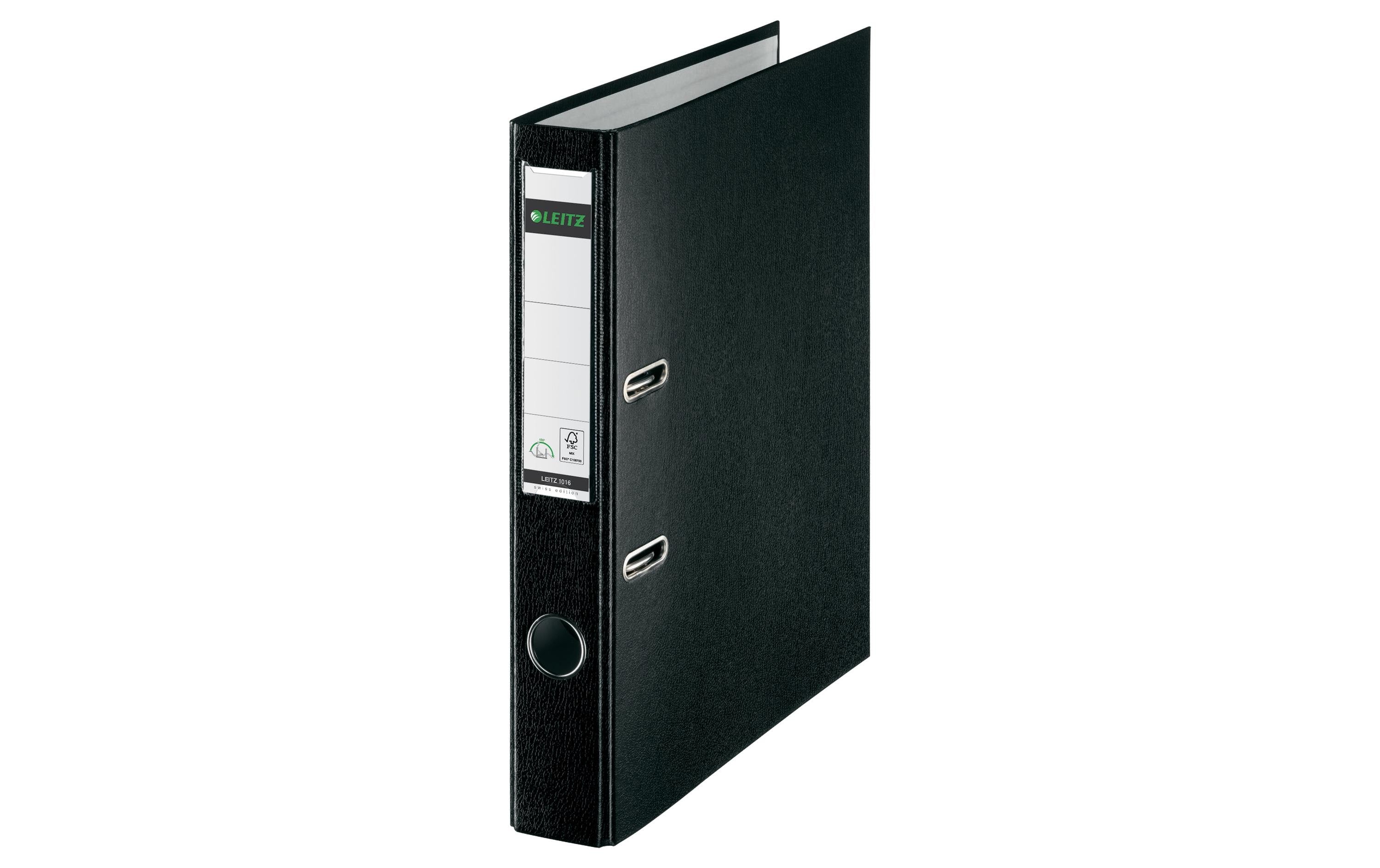 Leitz Qualitäts-Ordner Swiss Edition schwarz, schmal, 180° Mechanik, PP