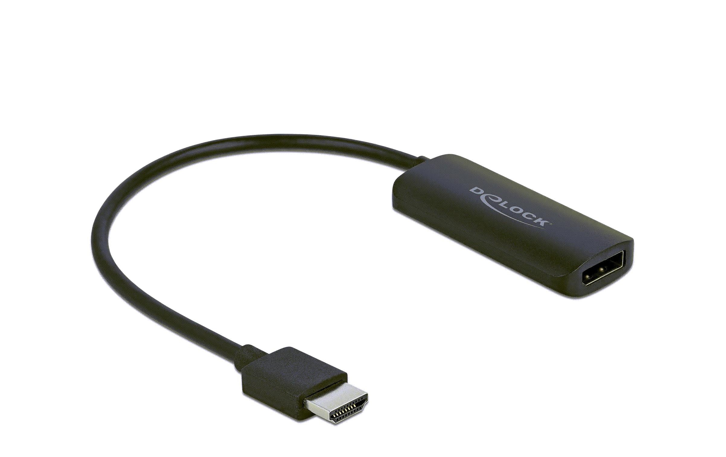 Delock Monitorkonverter HDMI zu DP, HDR HDMI-Stecker - DP-Buchse, 4K/60Hz,USB-Strom