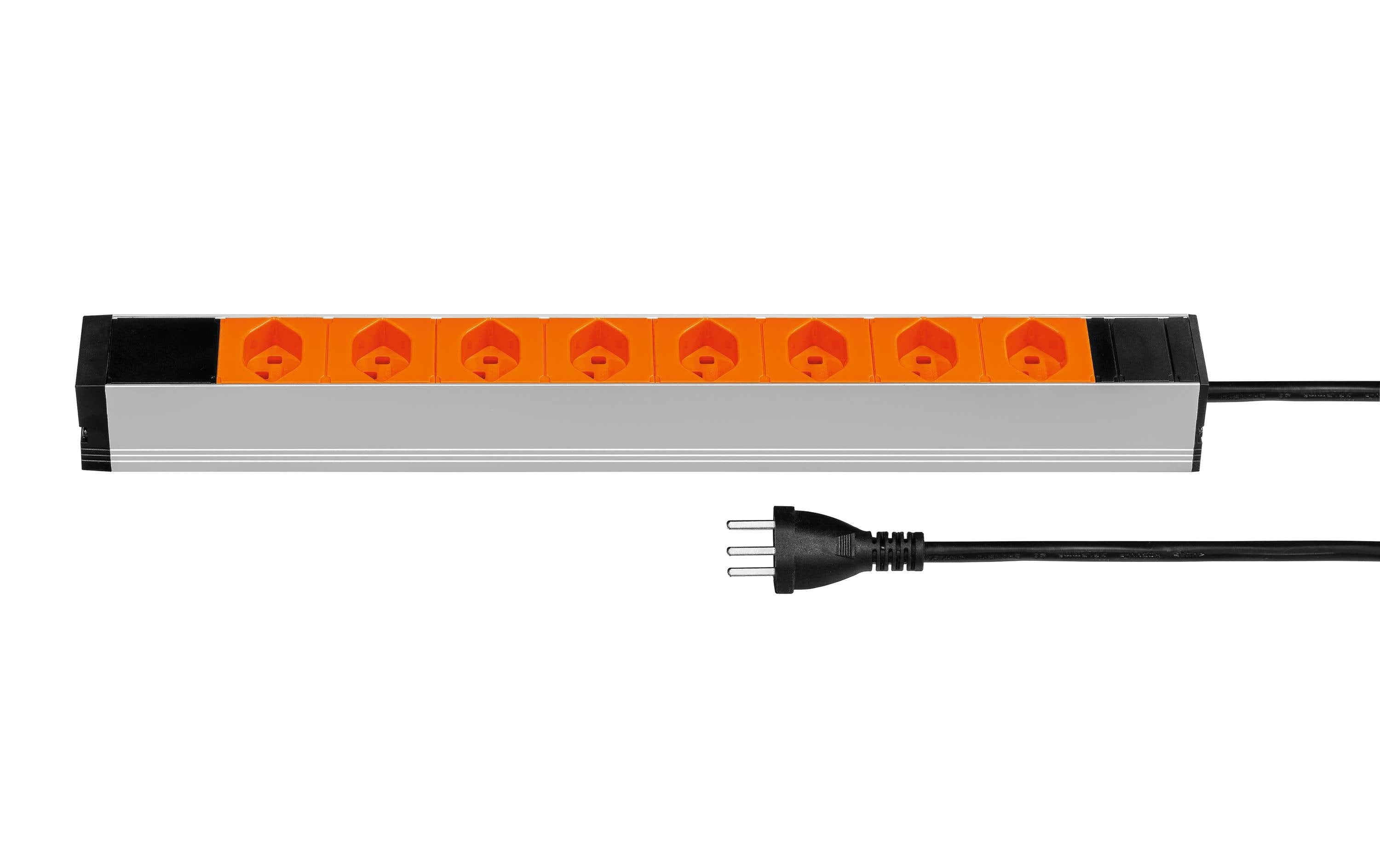 Steckdosenleiste 19" 1HE, 8xT23, Typ23, 3m/T12, orange