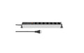 Steckdosenleiste ALUMODULAR 7xT13, silber 3m Kabel, 2xUSB A 5V 2.5A, Resetknopf