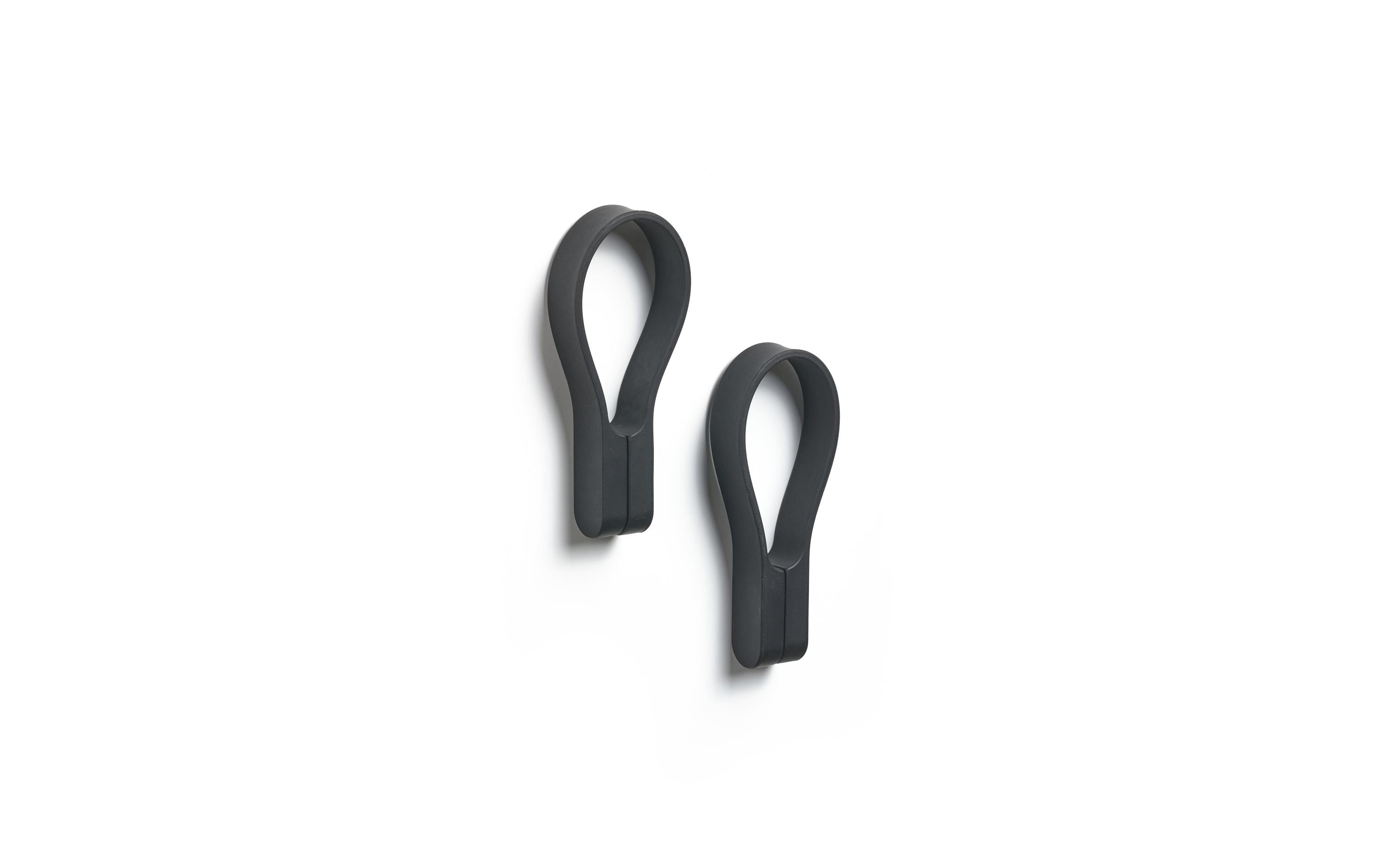 Zone Handtuchhalter Loop, Schwarz, 2 Stück mit Magnet, Silikon, 7.8x5.5x1.2 cm (LxBxH)