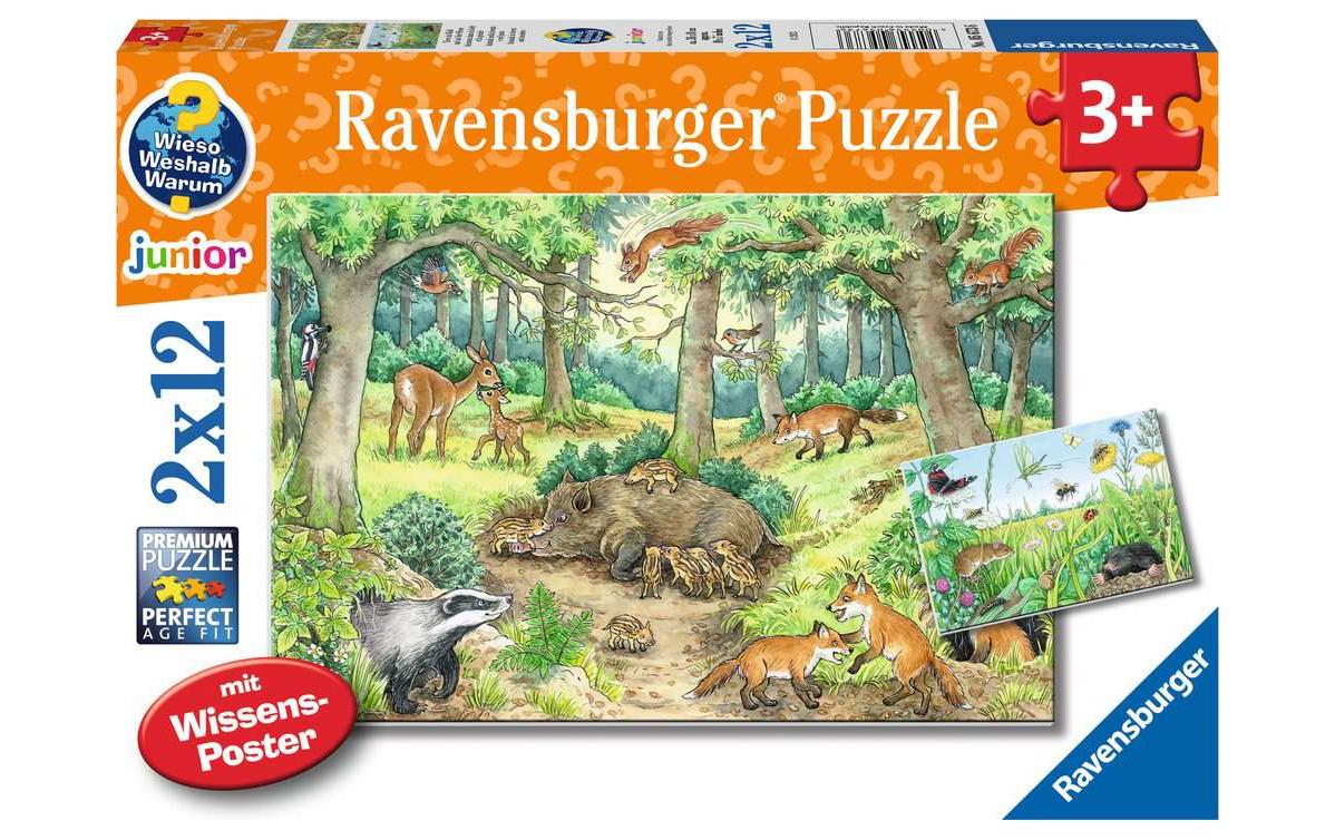 Puzzle WWW Tiere im Wald & Wiese 2x12 Teile