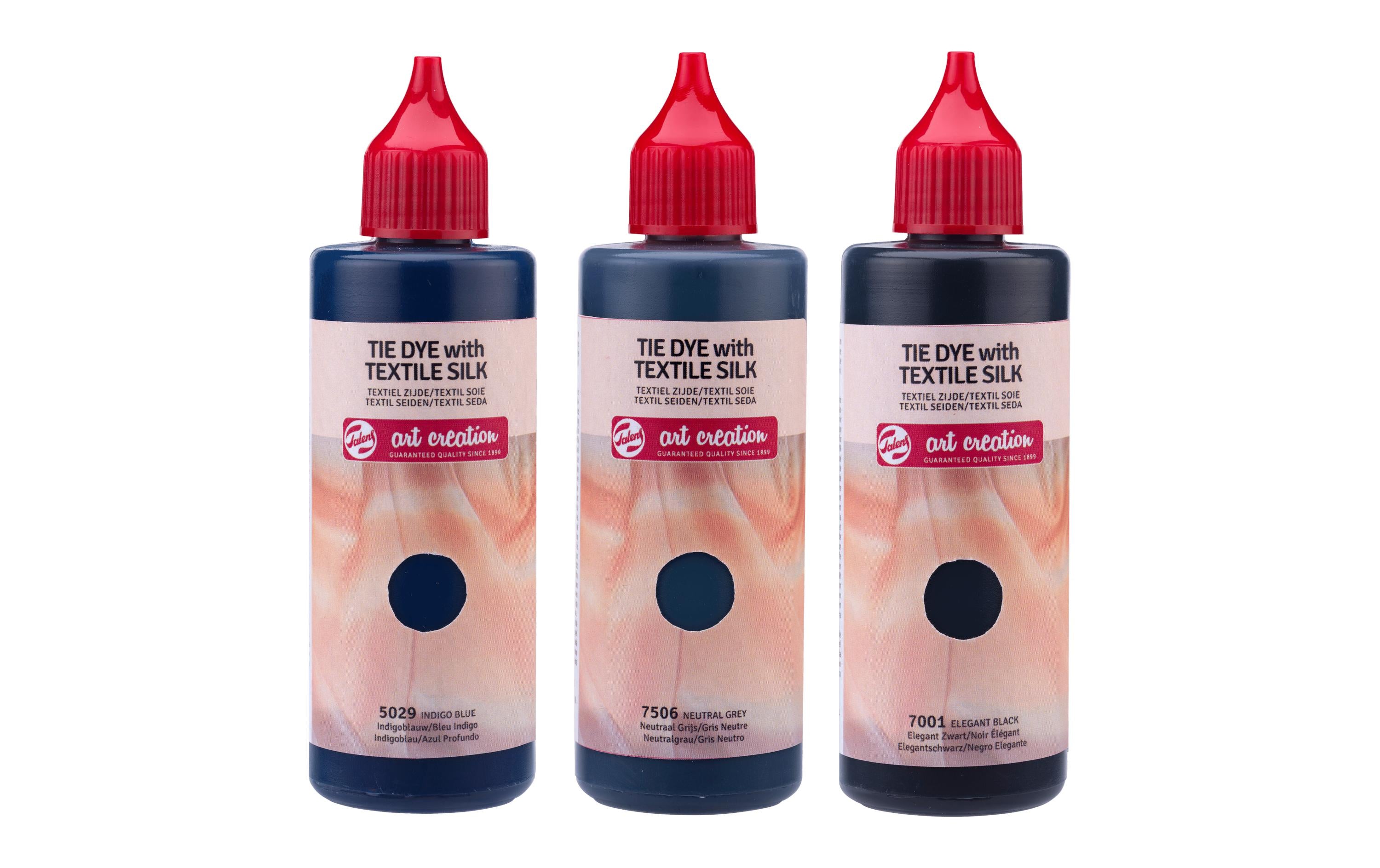 Talens Textilfarbe Tie Dye Set 3x 85ml, Black, Grey, Blue, Handschuhe
