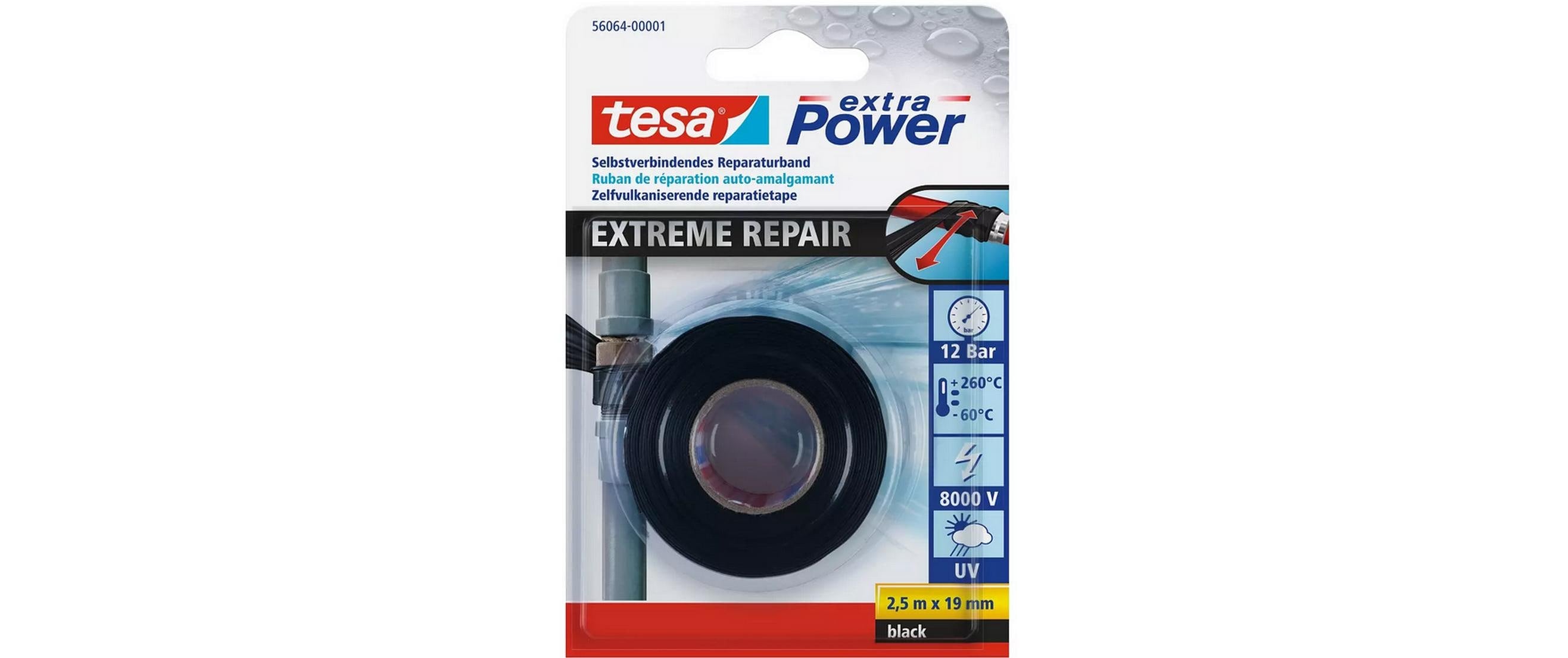 Tesa Reparaturband - Set 3x extra Power Extreme  Schwarz