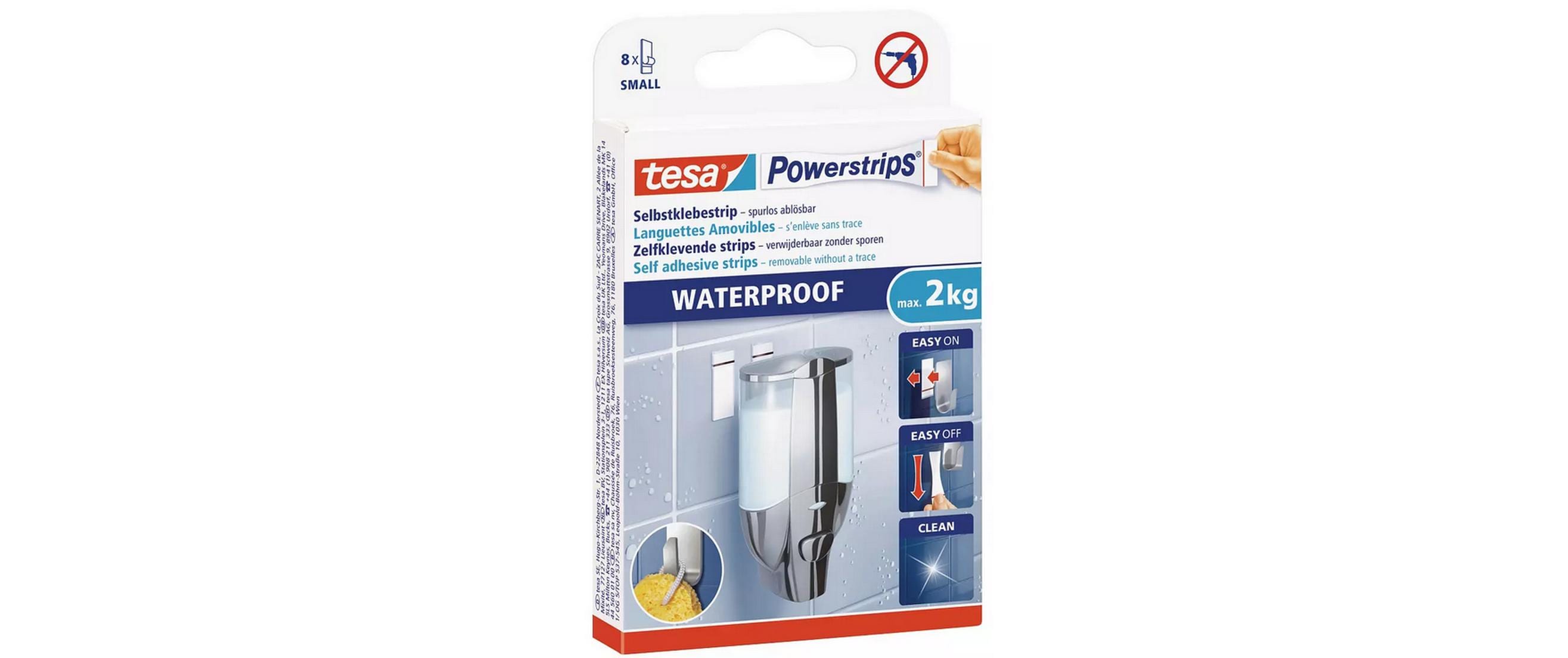 Tesa Powerstrips - Set 3x Waterproof Strips LARGE 2 kg Haltekraft