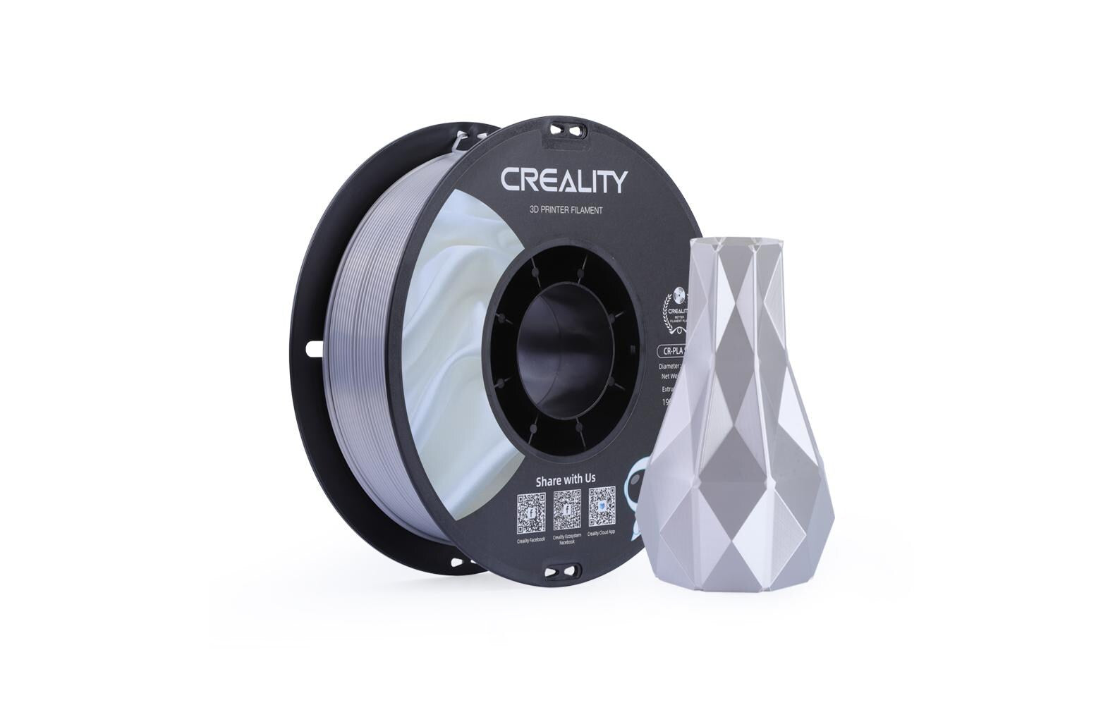 Creality Filament PLA Silk Silber 1.75mm Filament, 195-230Grad, 1Kg, Silber