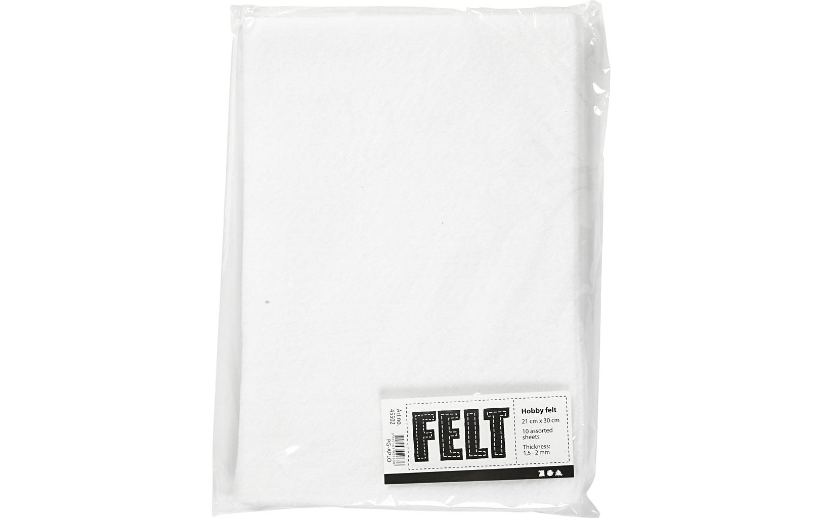 Creativ Company Bastelfilz A4, 10 Blatt weiss, 1.5 - 2 mm