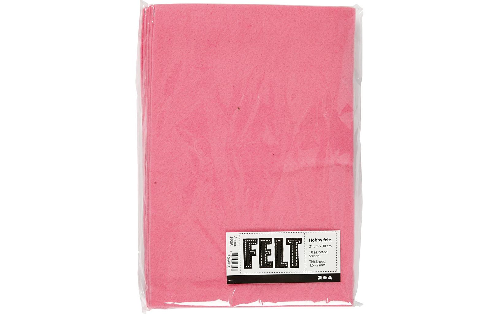 Creativ Company Bastelfilz A4, 10 Blatt rosa, 1.5 - 2 mm