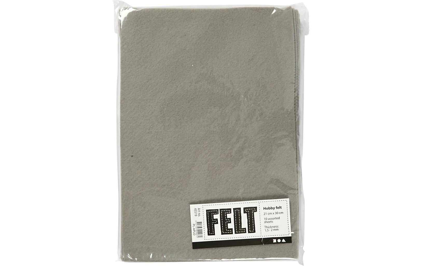 Creativ Company Bastelfilz A4, 10 Blatt grau, 1.5 - 2 mm