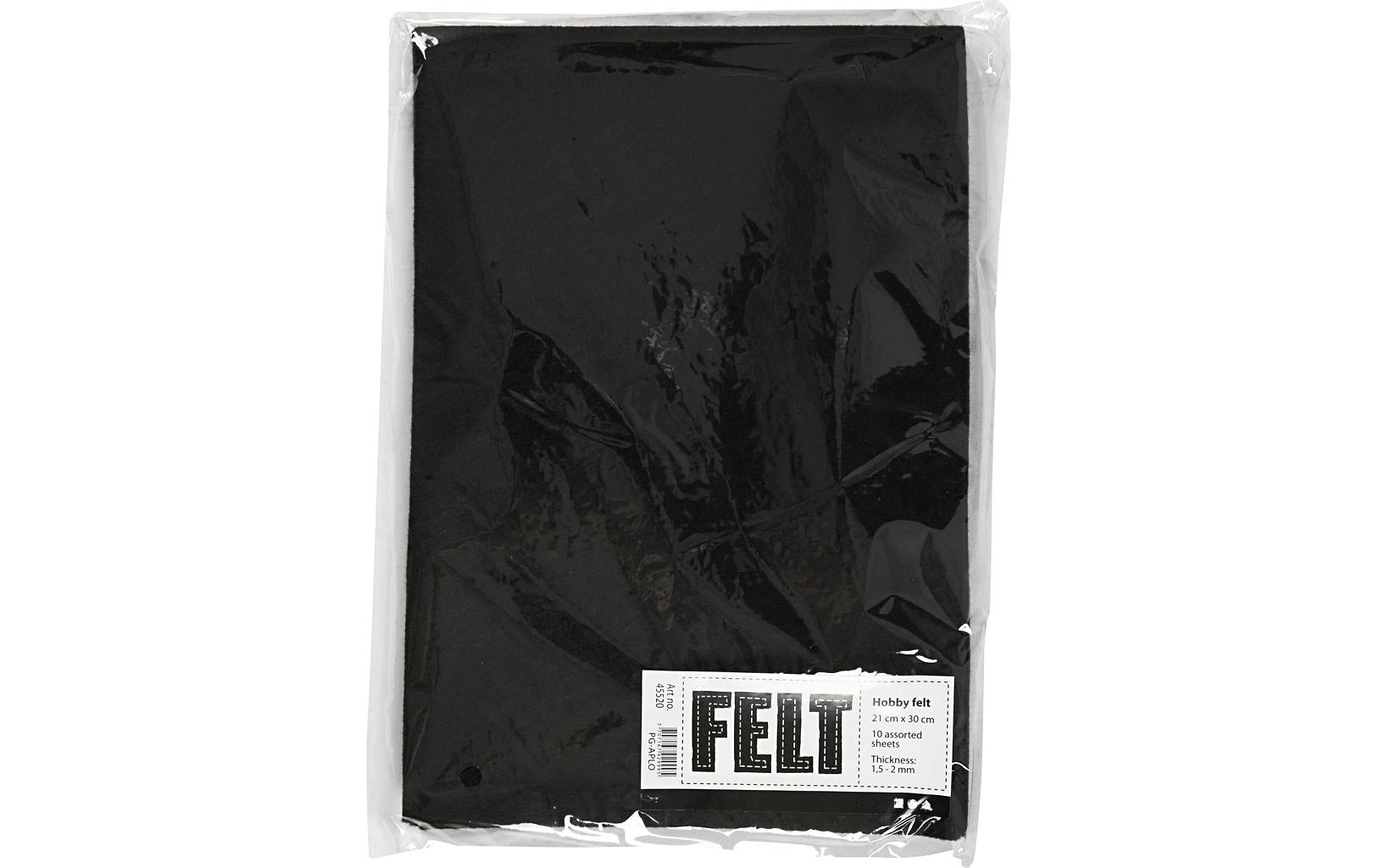 Creativ Company Bastelfilz A4, 10 Blatt schwarz, 1.5 - 2 mm