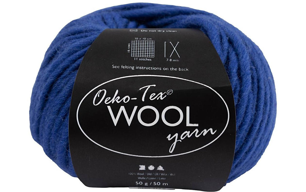 Creativ Company Wolle Oeko-Tex 50g, 50 m Blau, 16/11, Nadel Gr. 9
