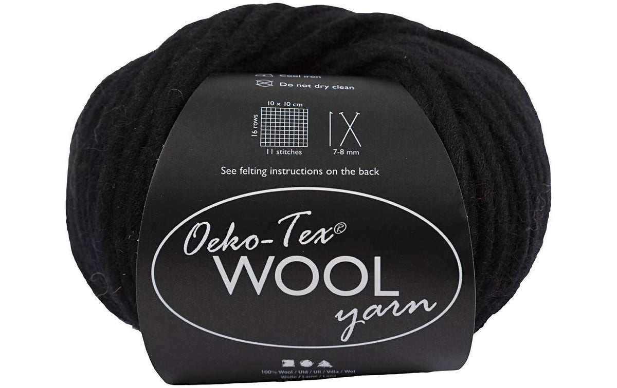 Creativ Company Wolle Oeko-Tex 50g, 50 m Schwarz, 16/11, Nadel Gr. 9