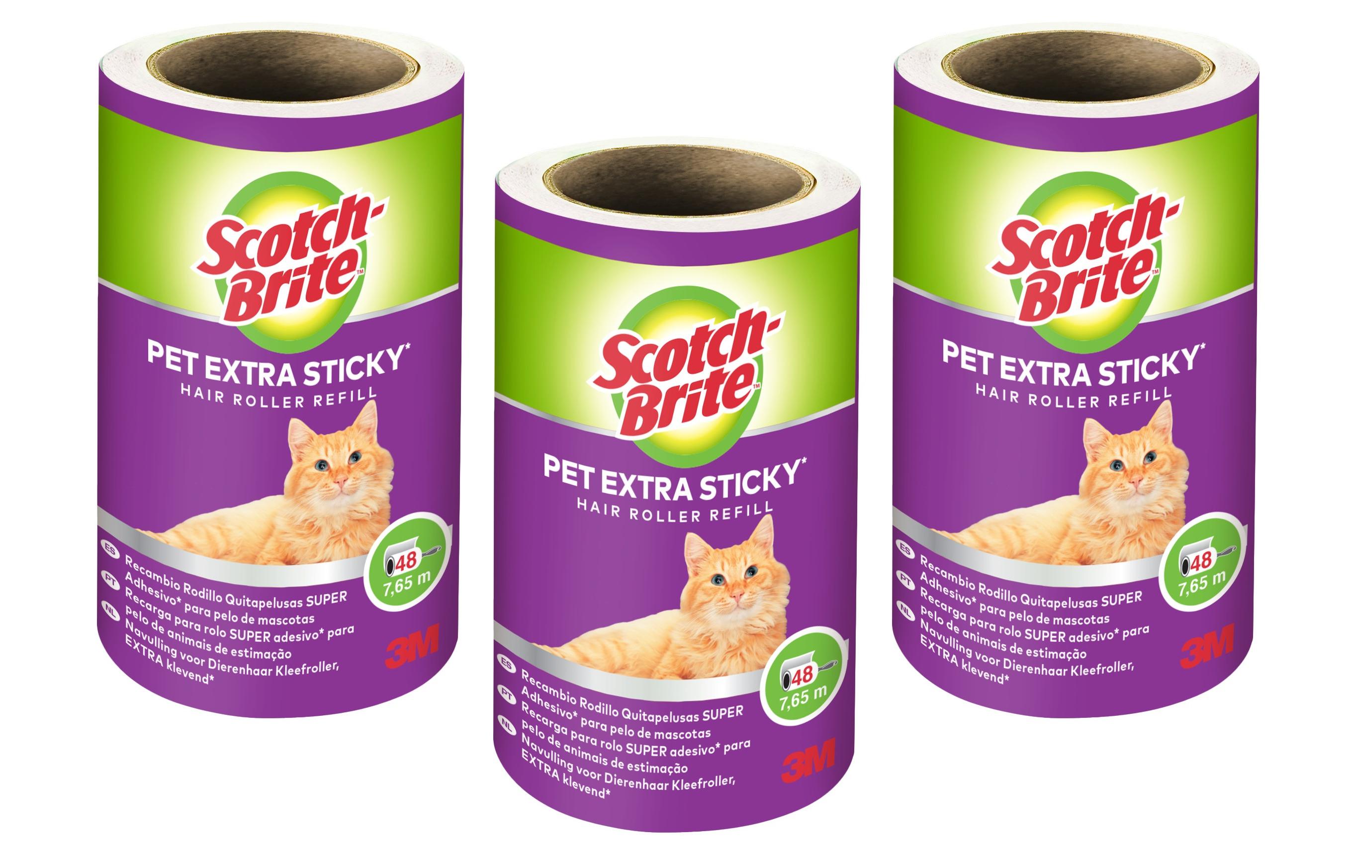 3M Scotch-Brite Kleiderroller Pet Refill für Tierhaare, 3 Ersatzrollen