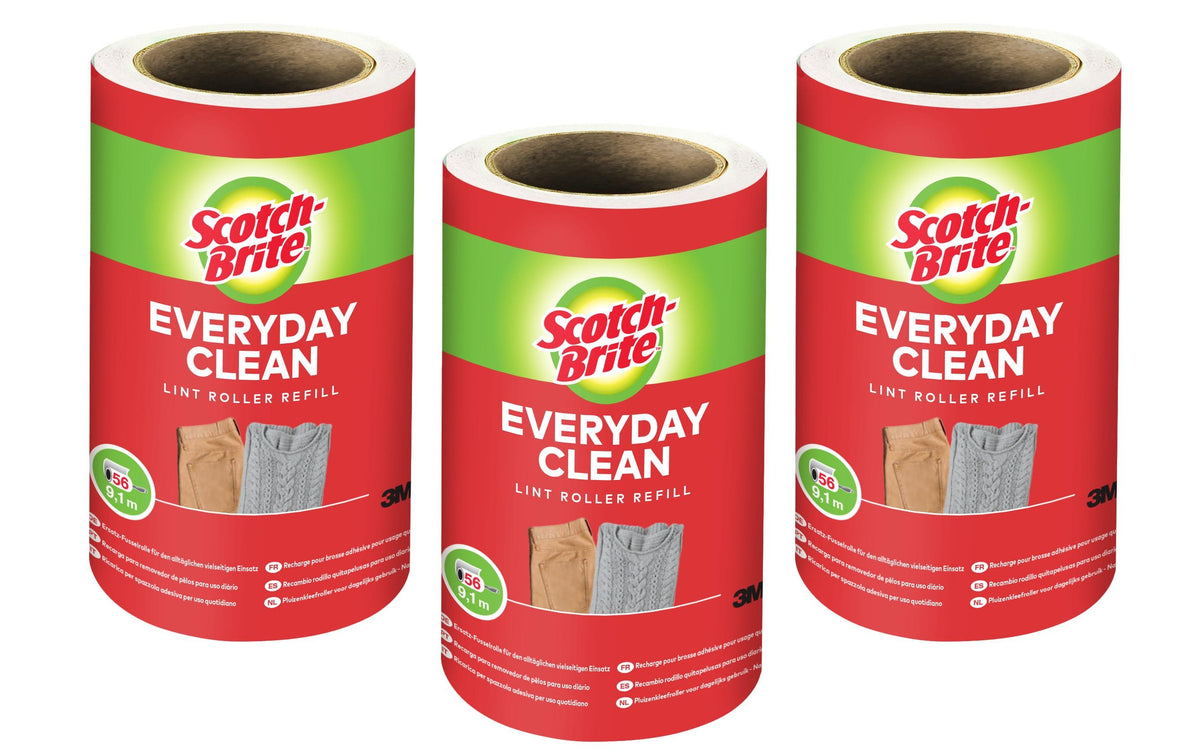 3M Scotch-Brite Kleiderroller Stand. Refill für Kleidung, Möbel, 3 Ersatzrollen