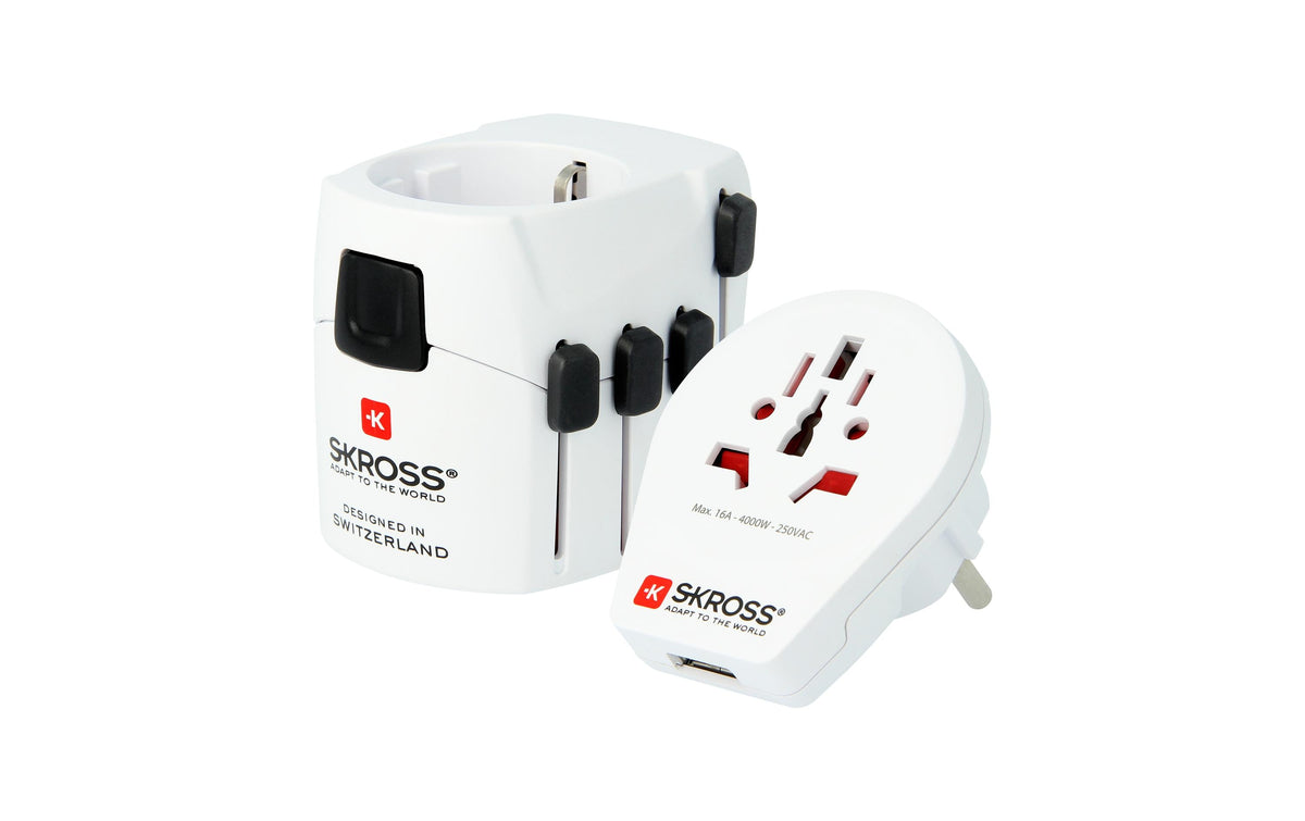 SKROSS World & USB 3-polige Weltreiseadapter, USB-Anschluss