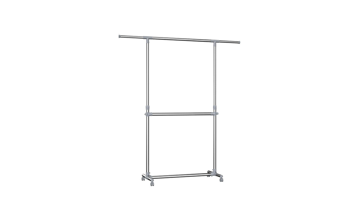 Songmics Kleiderständer Silber, Edelstahl verstellbar, 101-165x113-198x48.5cm