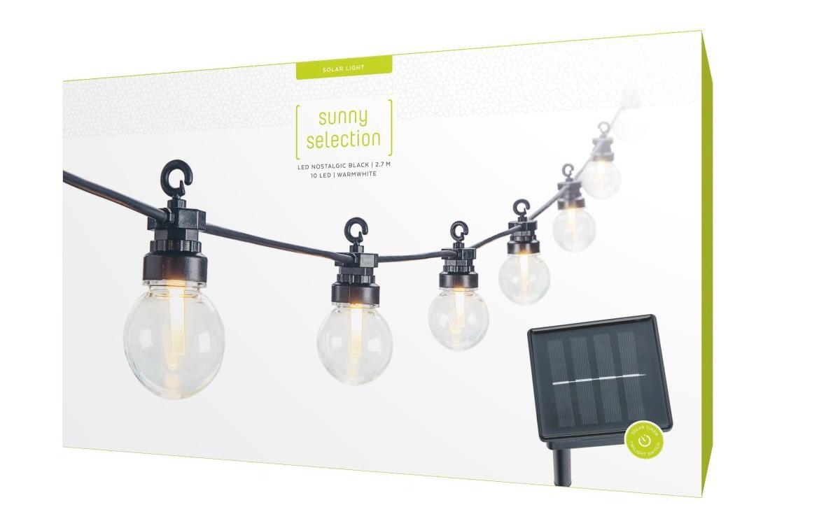 STT LED Patry-Lichterkette Solar Schwarz Solar, Dämmerungssensor, L: 2.7m