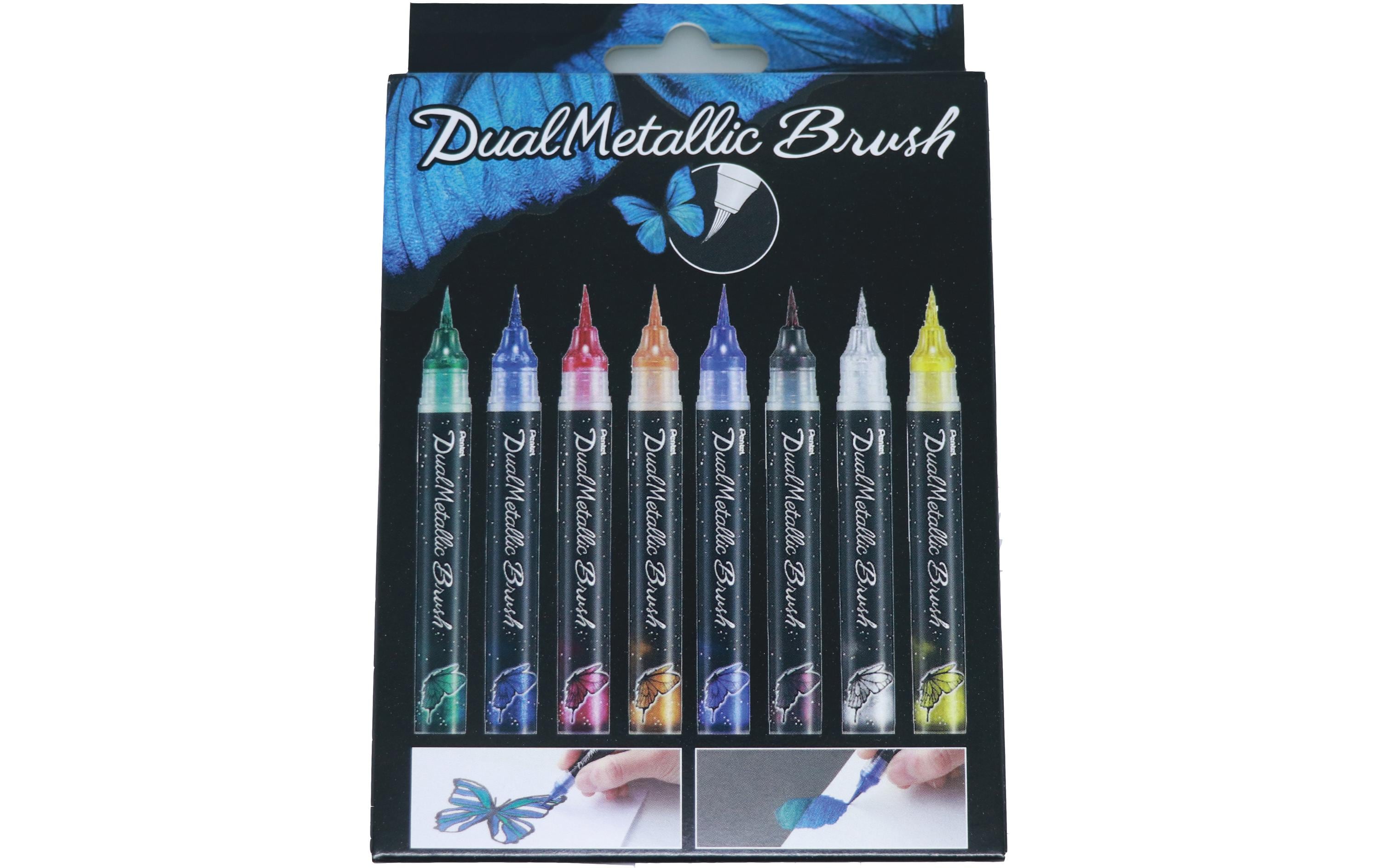 Pentel Pinselstift Dual Metallic Brush 8er Set