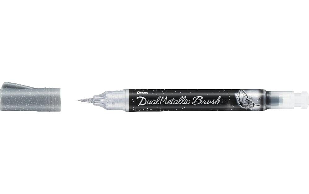 Pentel Pinselstift Dual Metallic Brush silber