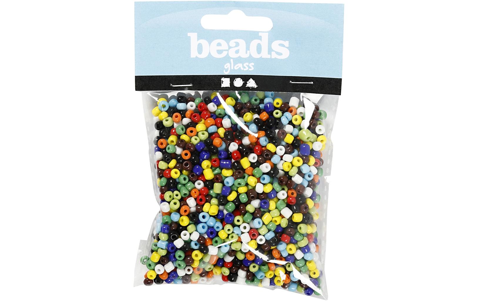 Creativ Company Rocailles Glasperlen farbig  130 g, D: 4 mm, Loch D:0.9-1.2 mm