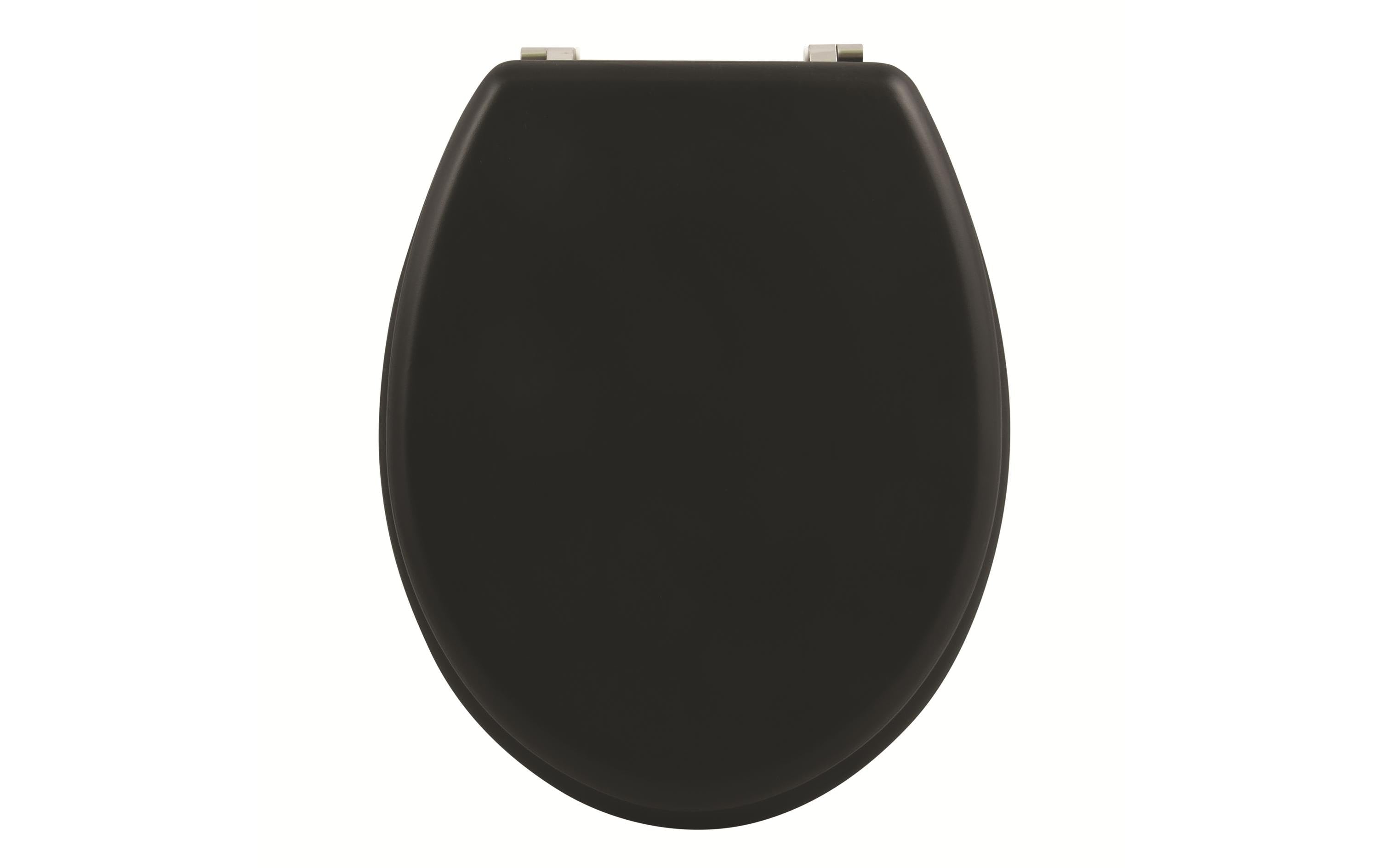 MSV WC-Sitz Schwarz matt MDF (Pinien), 42.5 x 36.5 x 5 cm