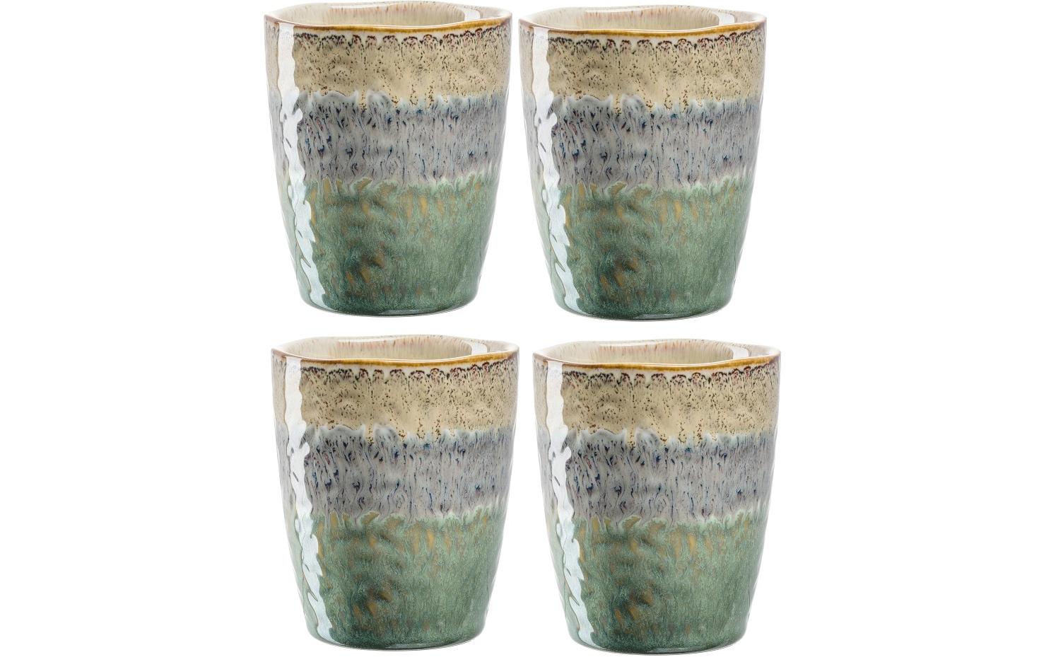Leonardo Becher Matera 300ml beige/grau/grü 4 Stk., Keramik, 8x10cm