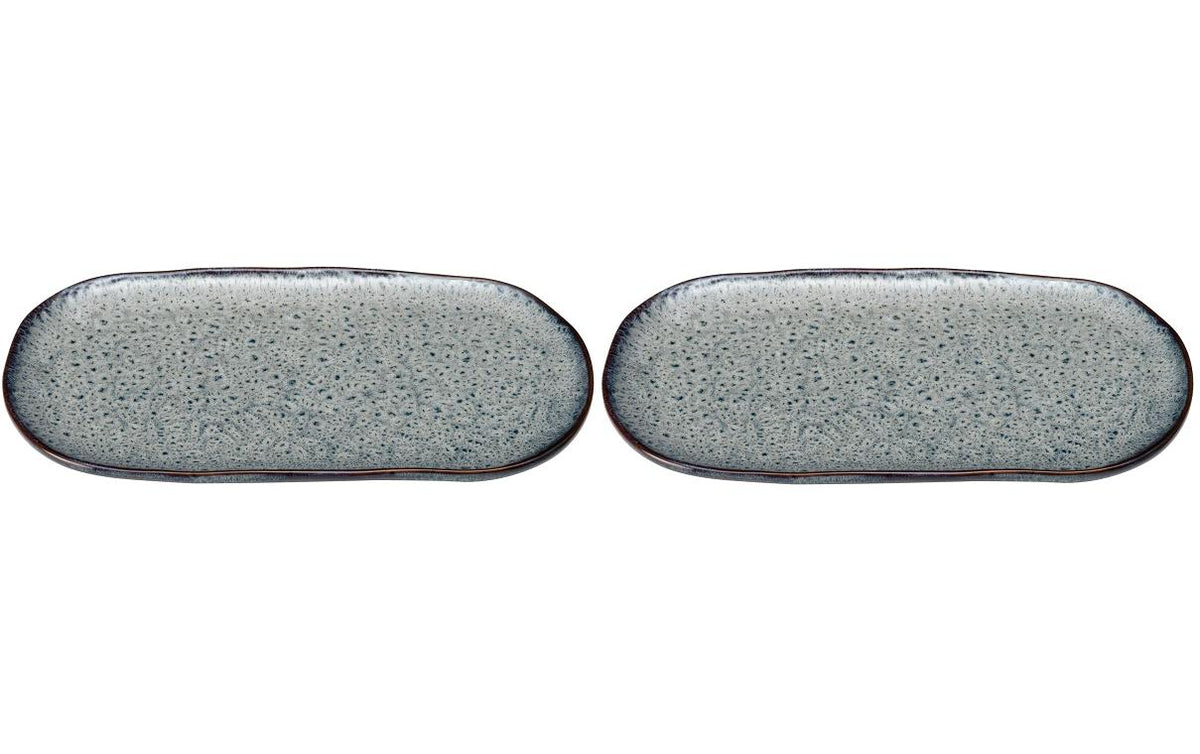 Leonardo Servierplatte Matera 32x18cm grau 2 Stk., Keramik, 32x18x2cm
