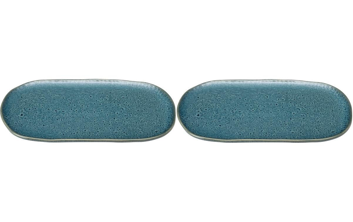 Leonardo Servierplatte Matera 32x18cm blau 2 Stk., Keramik, 32x18x2cm