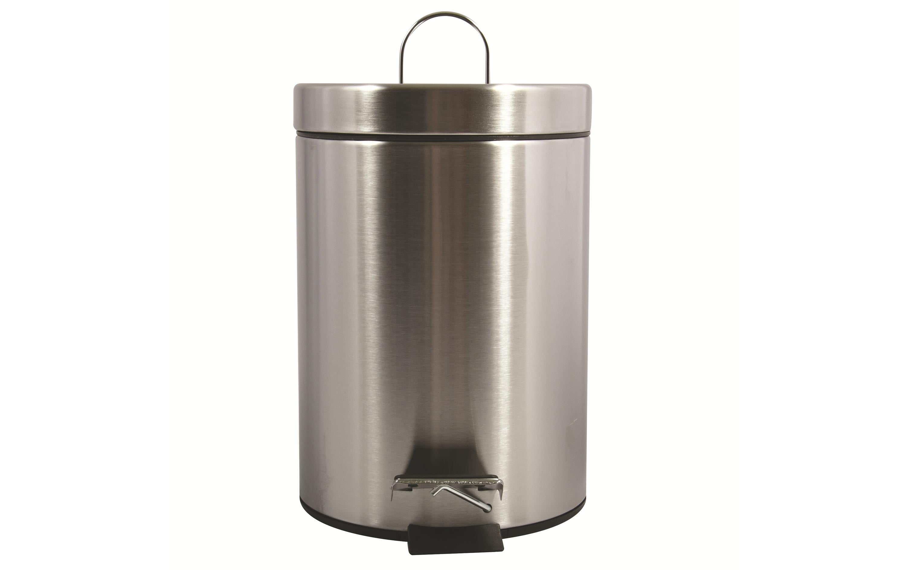 MSV Treteimer, Silber matt 3 Liter, Edelstahl, 24.31x16.81 cm (HxD)