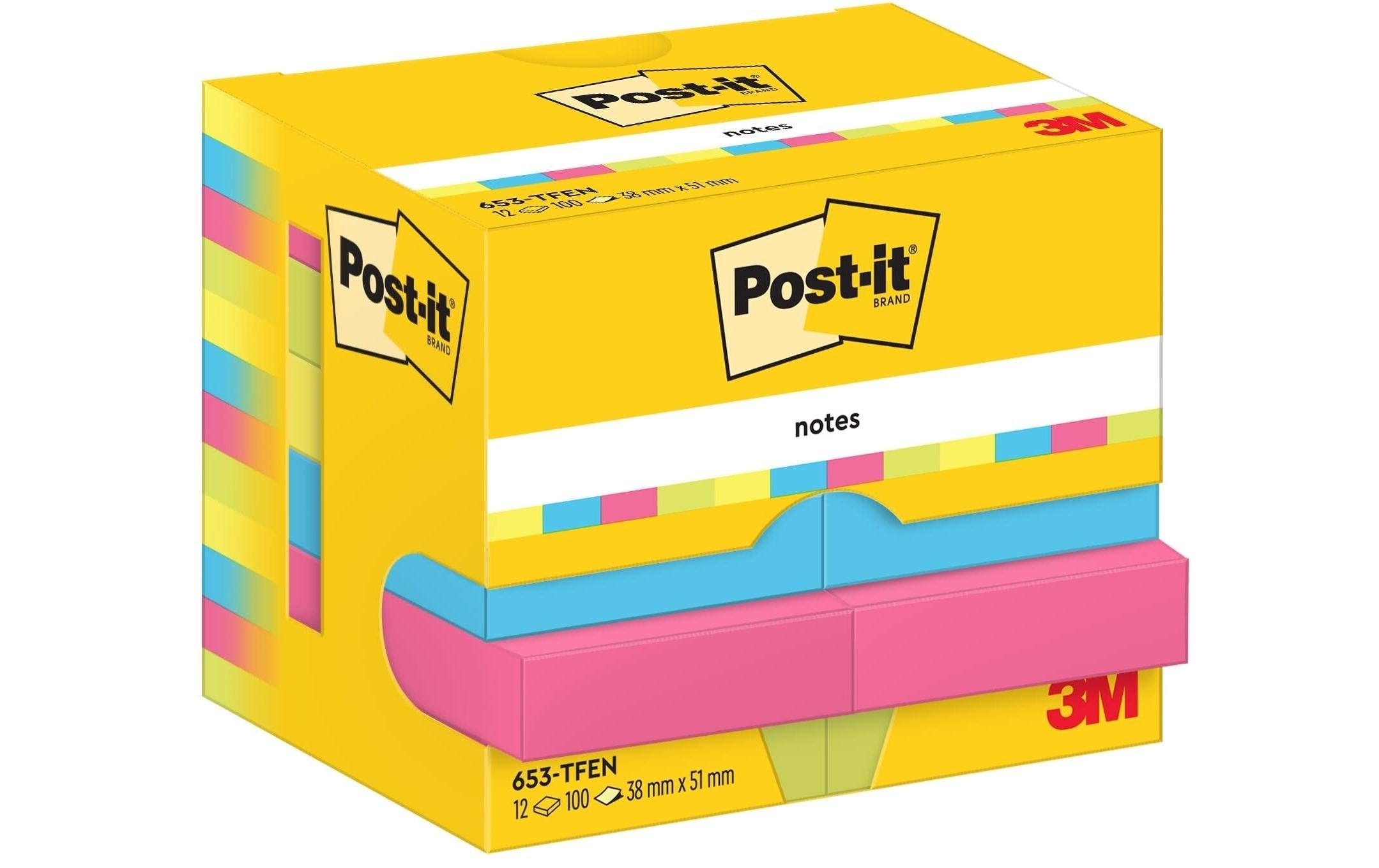 3M Post-it Haftnotiz Energy mehrfarbig 12 Blocks à 100 Blatt, 51 x 38 mm