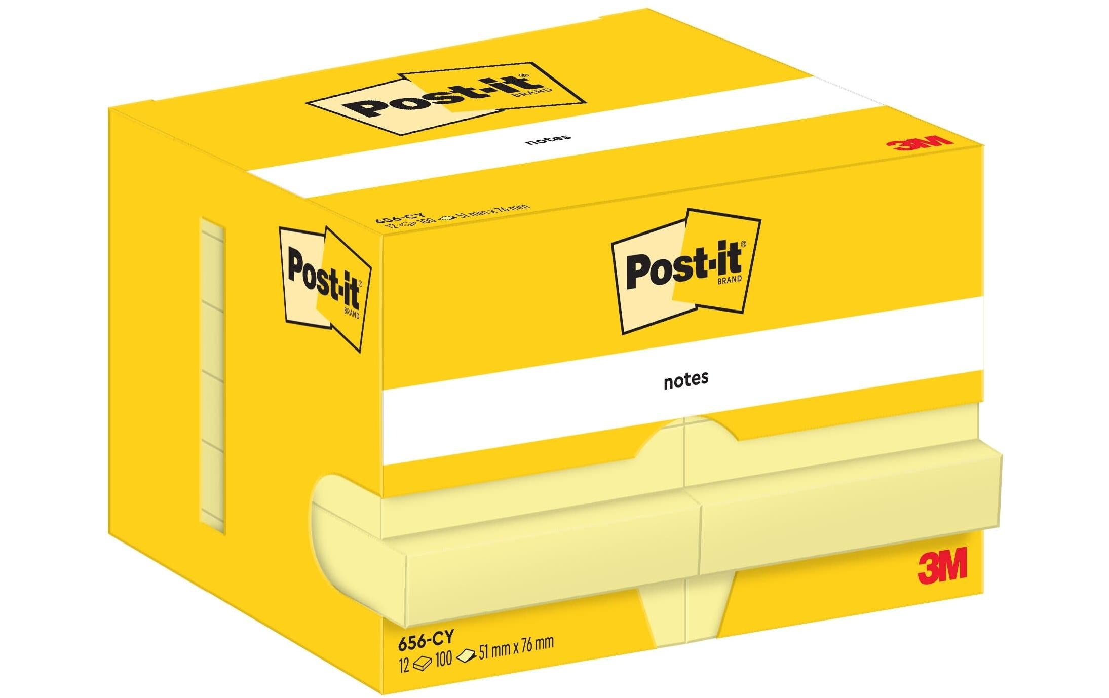 3M Post-it Haftnotizen, gelb 12 Blocks à 100 Blatt, 76 x 51mm