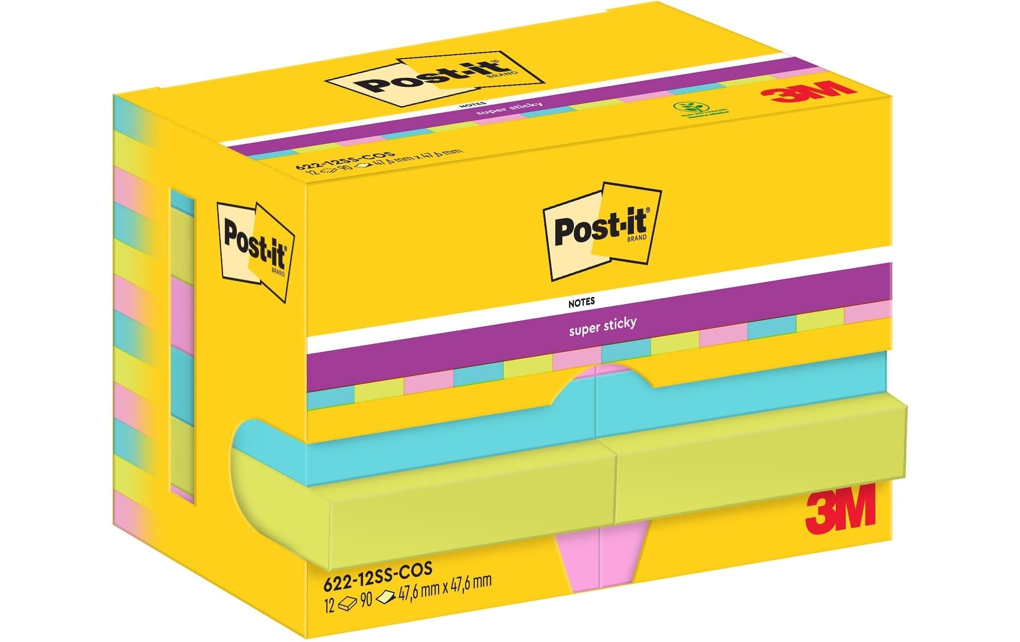 3M Post-it Super Sticky Cosmic 12 Blöcke à 90 Blatt, 47 x 47  mm