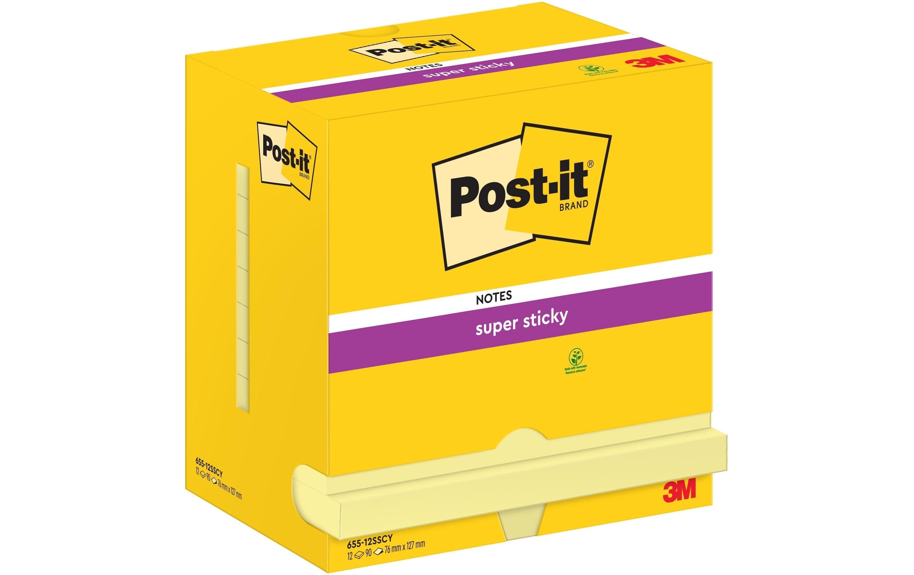 3M Post-it Super Sticky, gelb 12 Blöcke à 90 Blatt, 76 x 127 mm