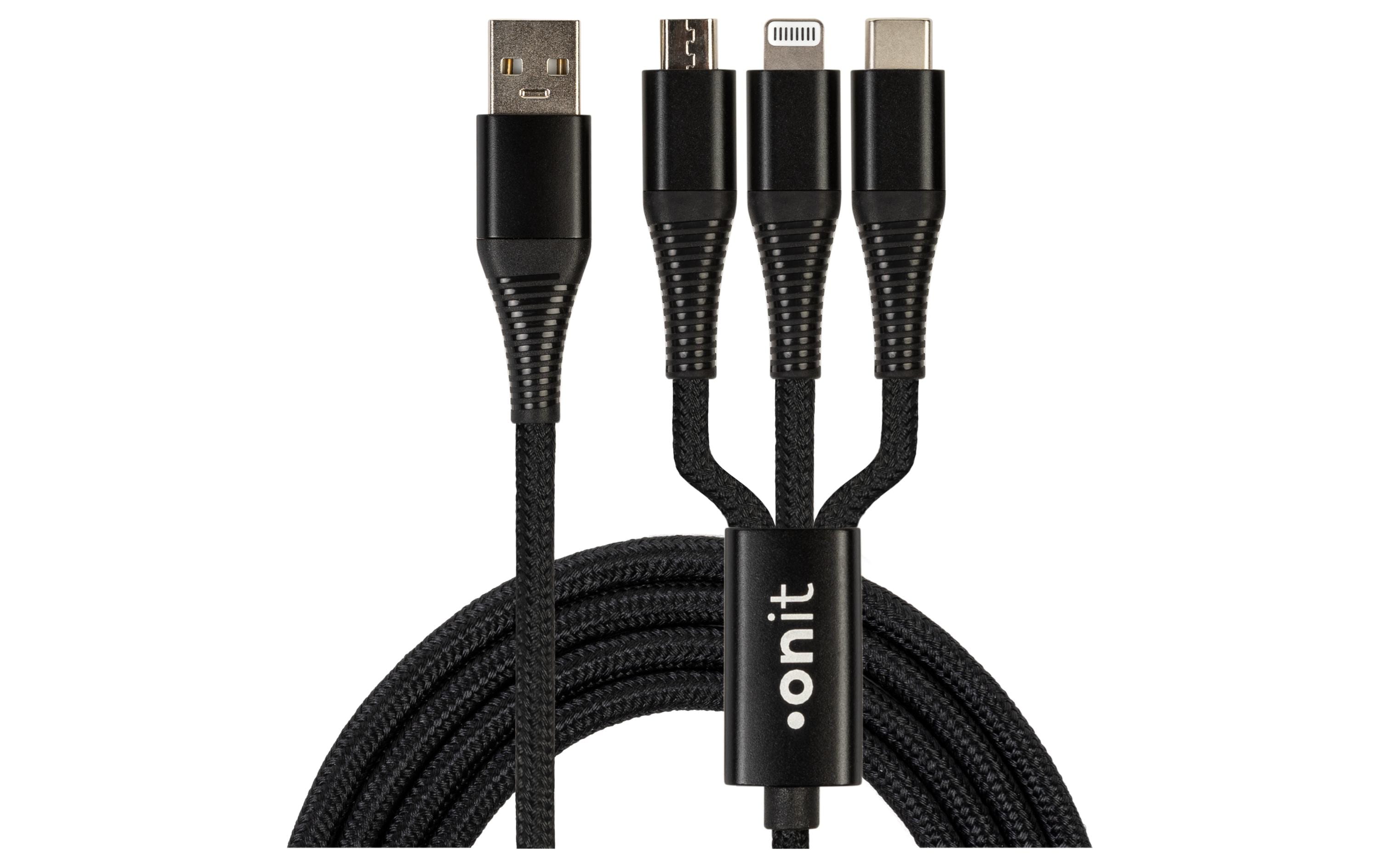 onit USB-Multi-Kabel schwarz 0.2m USB 2.0 / max. 12W, nur Ladekabel
