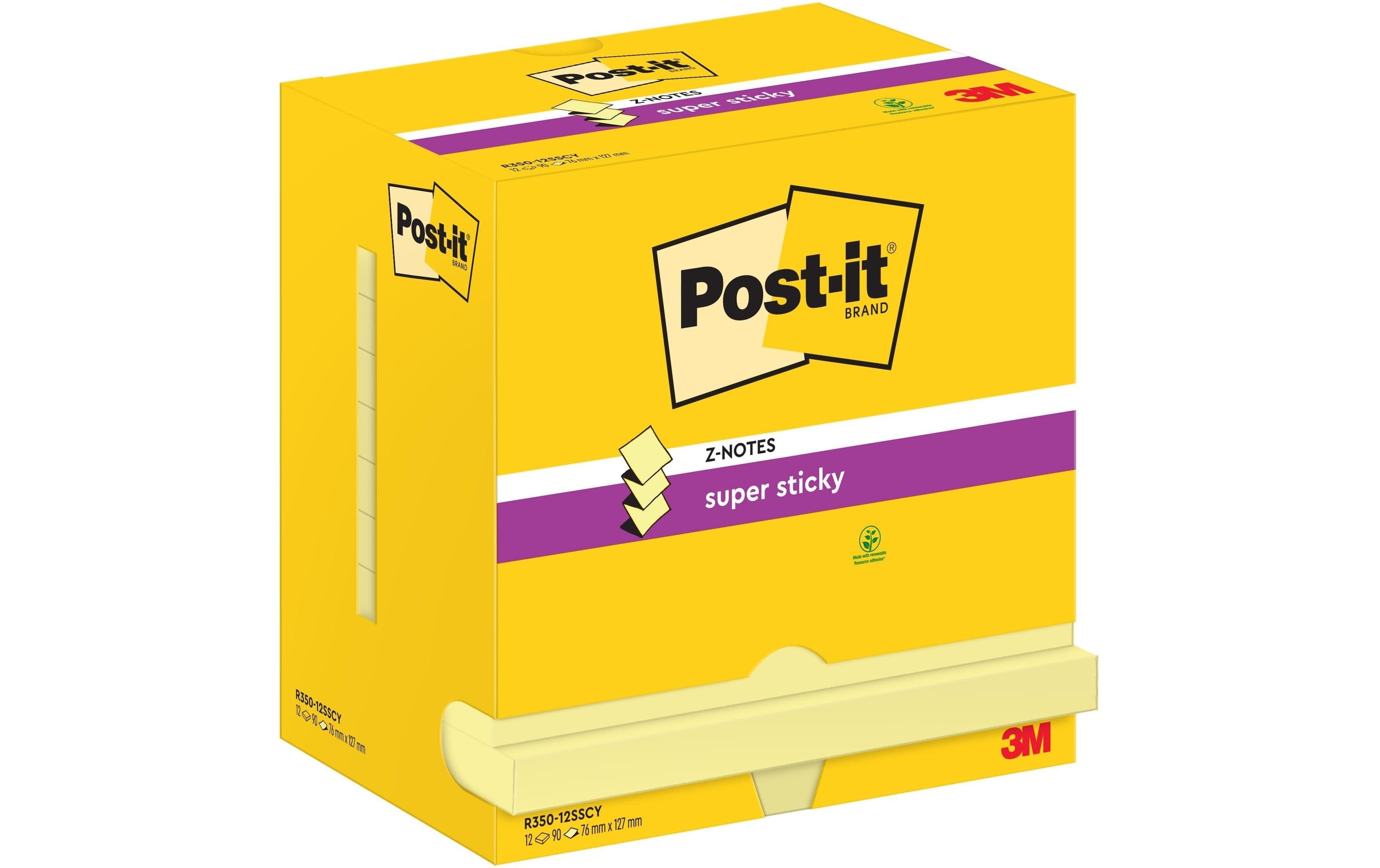 3M Post-it Haftnotizen Z-Notes, gelb 12 Blöcke à 90 Blatt, 76 x 127 mm