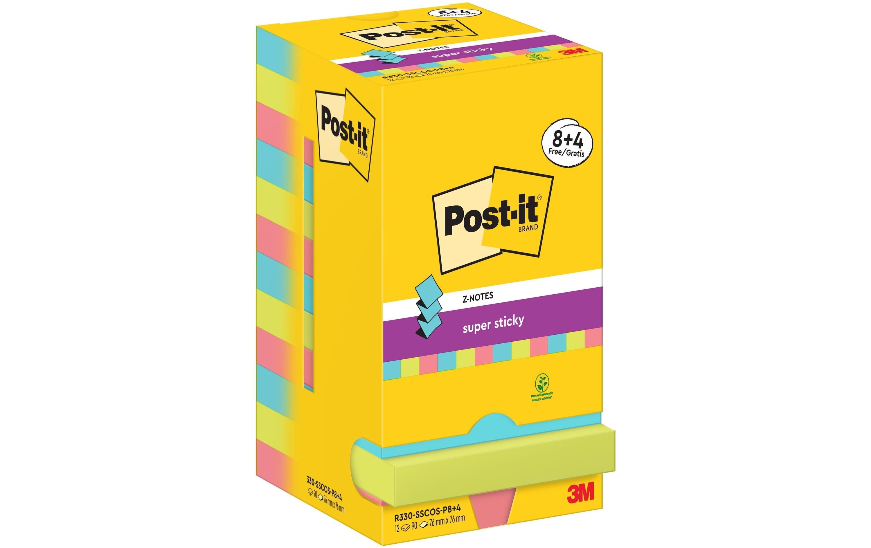 3M Post-it Super Sticky Z-Notes, Cosmic 8 + 4 Blöcke à 90 Blatt, 76 x 76mm