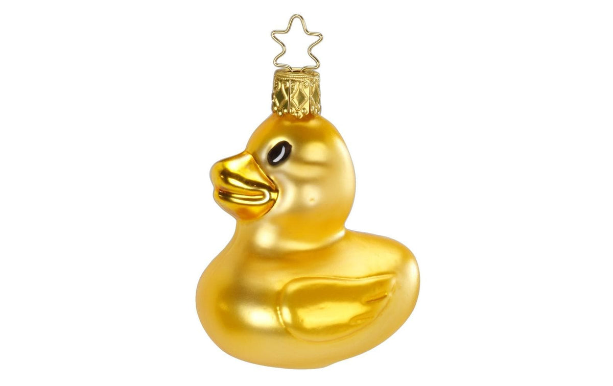 Inge Weihnachtskugel Badeente Glas, H: 7.5 cm, mundgeblasen