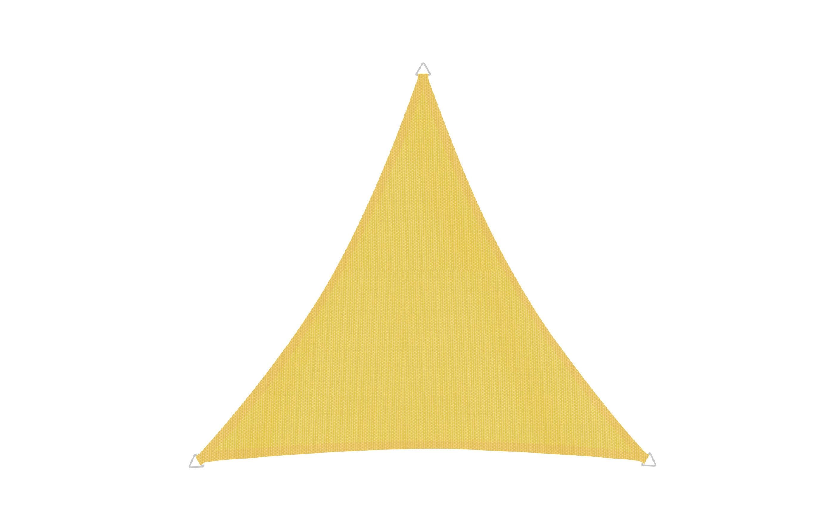 Sonnensegel Dreieck 3m, gelb Spanngurten. UV-Schutz 50+.