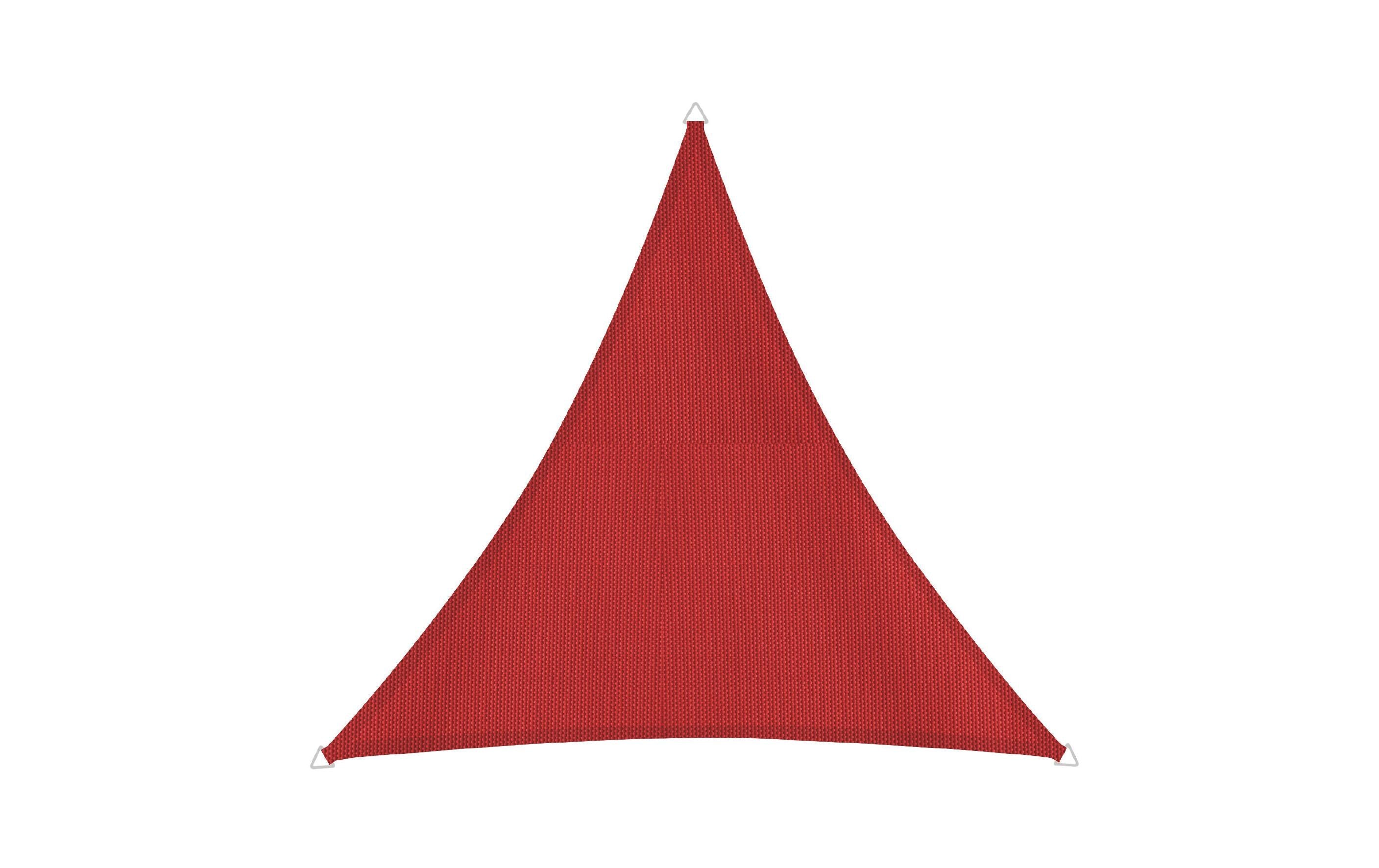 Sonnensegel Dreieck 4m, rot Spanngurten. UV-Schutz 50+.