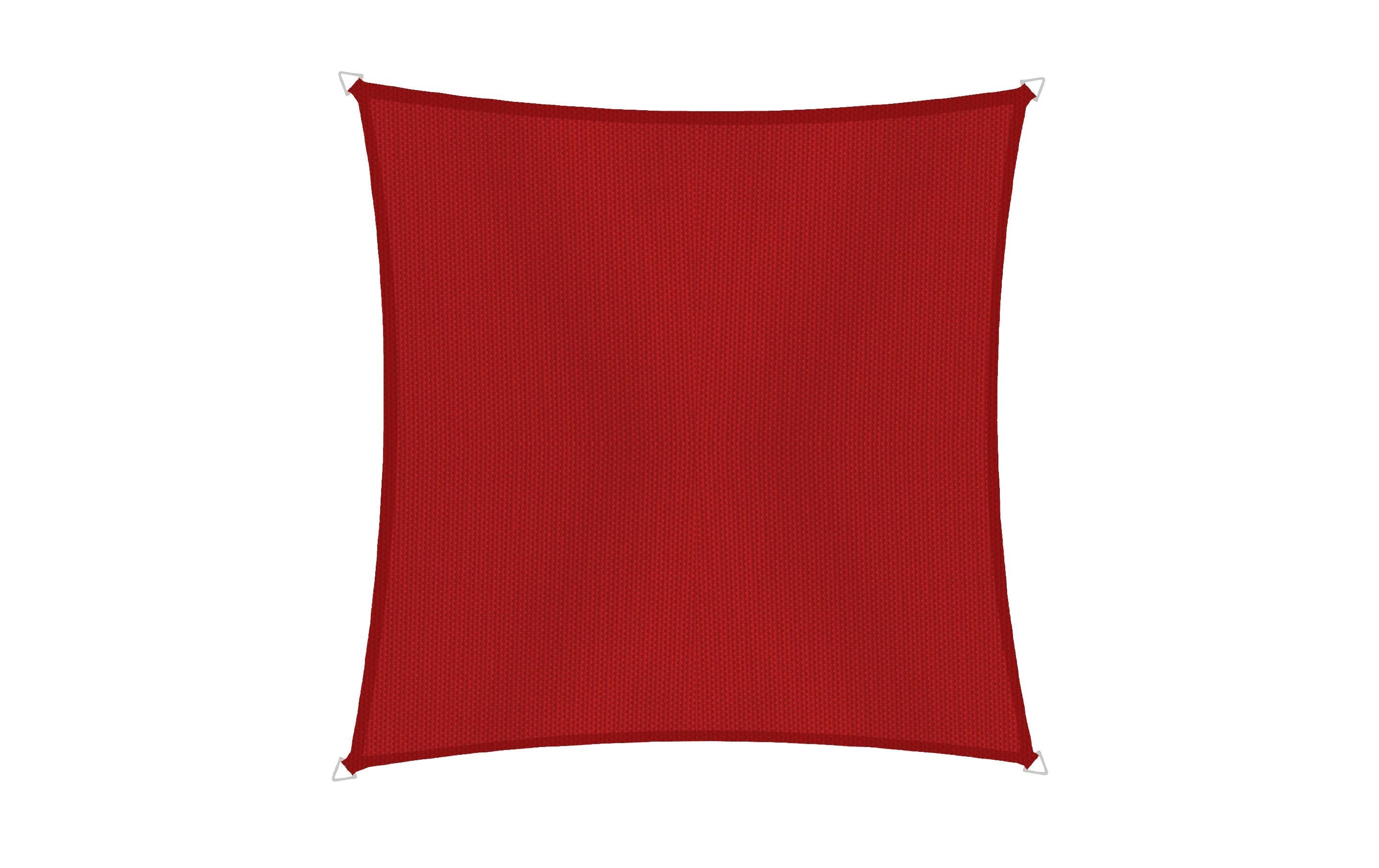 Sonnensegel Dreieck 5m, rot Spanngurten. UV-Schutz 50+.