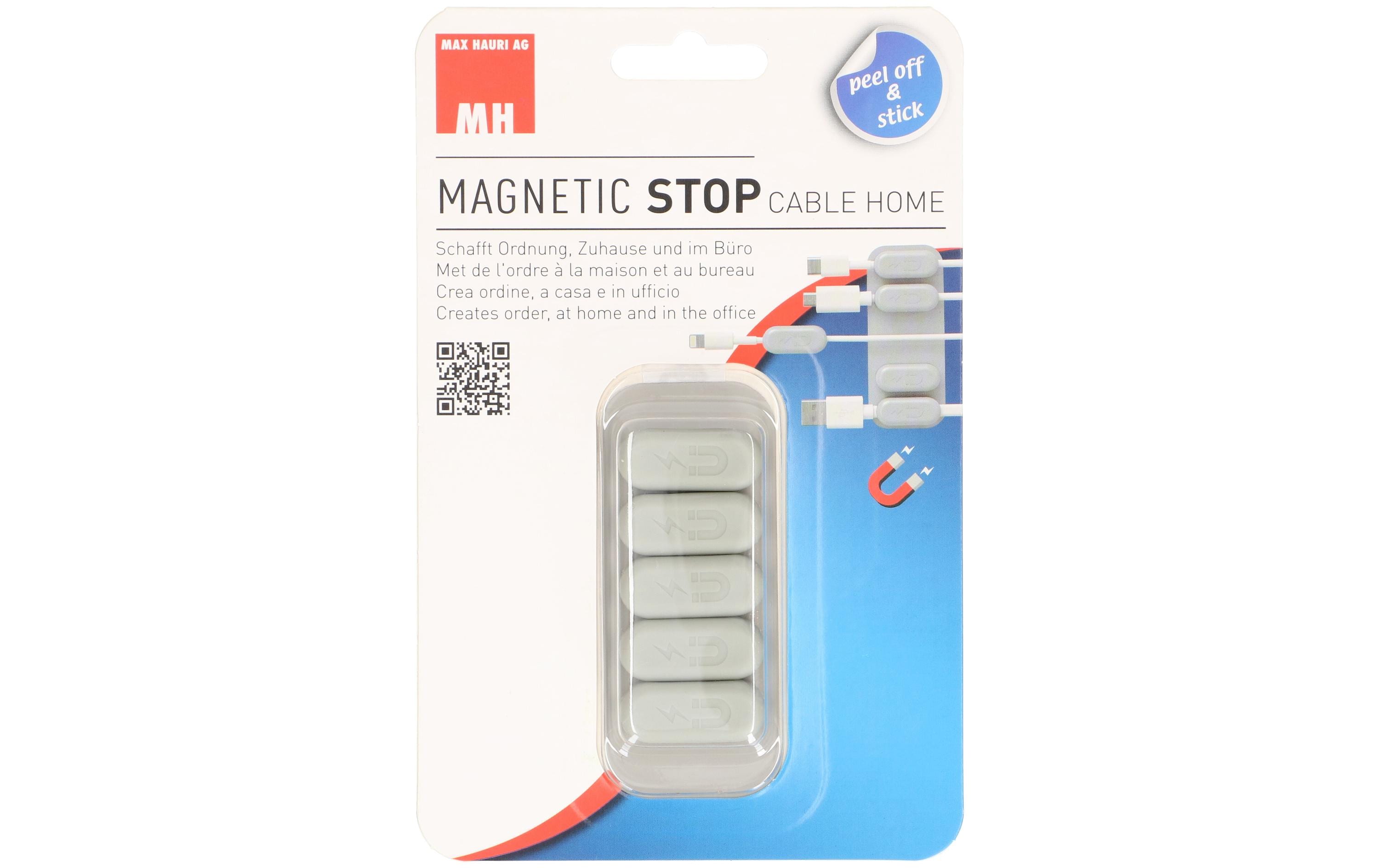 Max Hauri Magnetic Cable Holder 5 Stück, für Kabel 3 - 3.5mm, grau