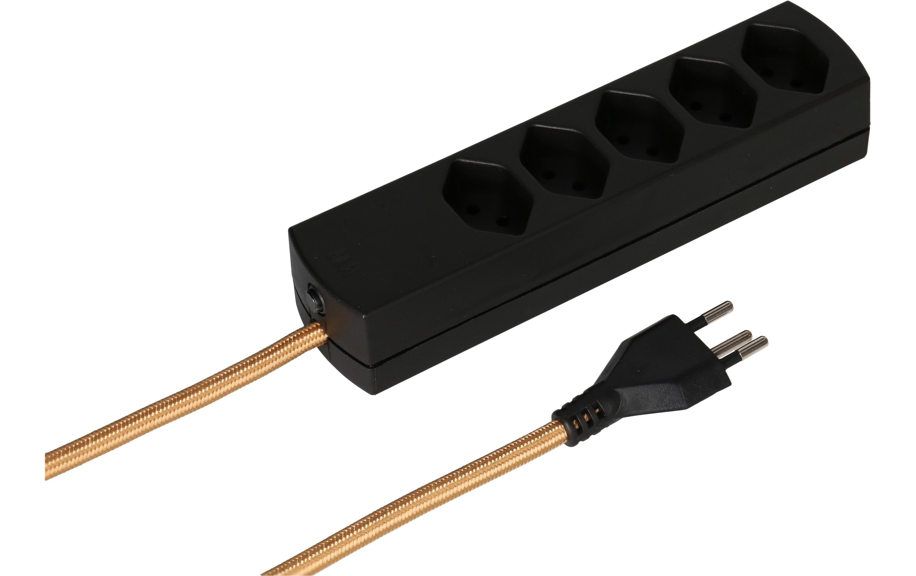 Max Hauri Steckdosenleiste 5xT13 schwarz-gold