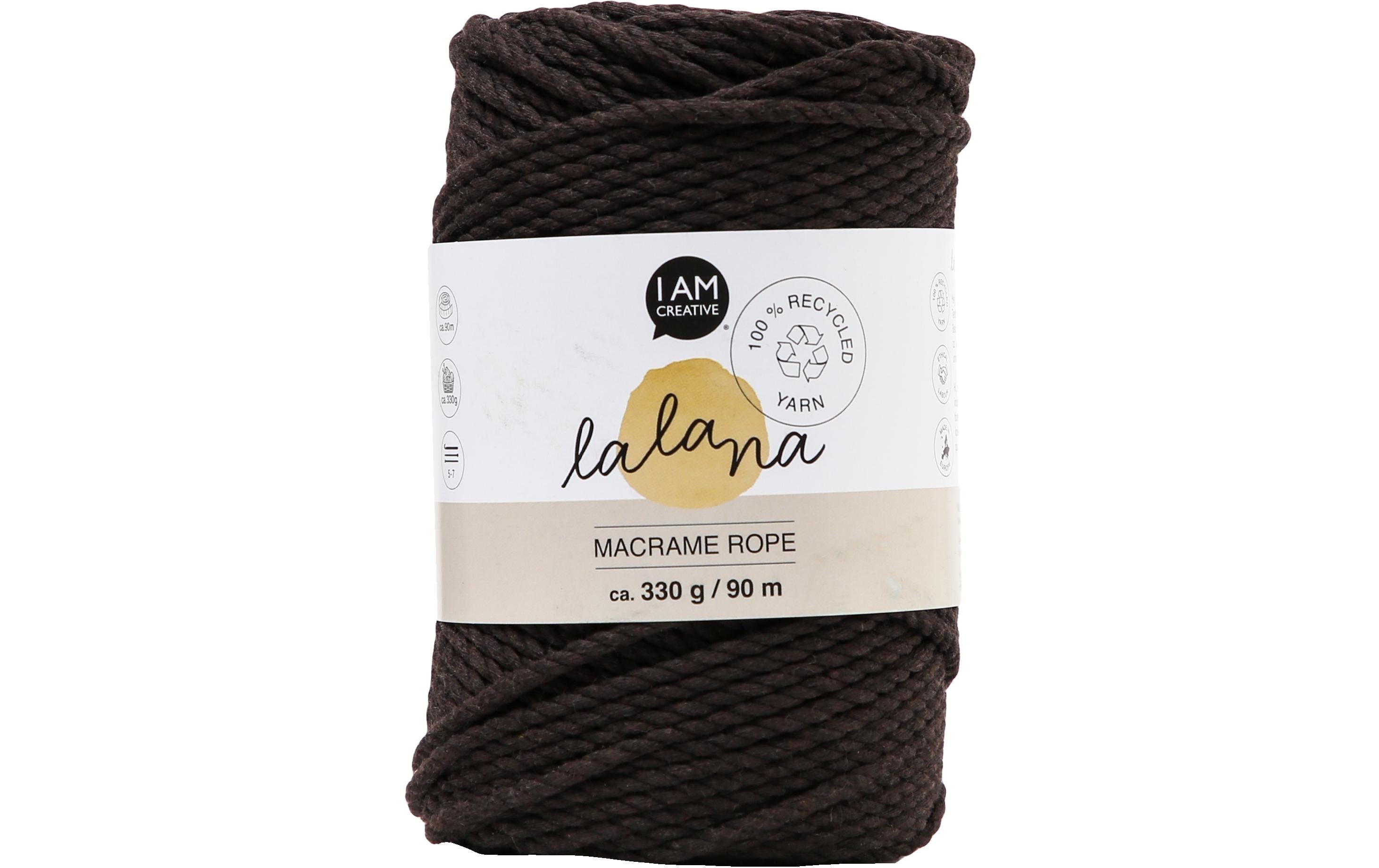 lalana Wolle Macrame rope braun 3mm, 330 g, ca. 90 m
