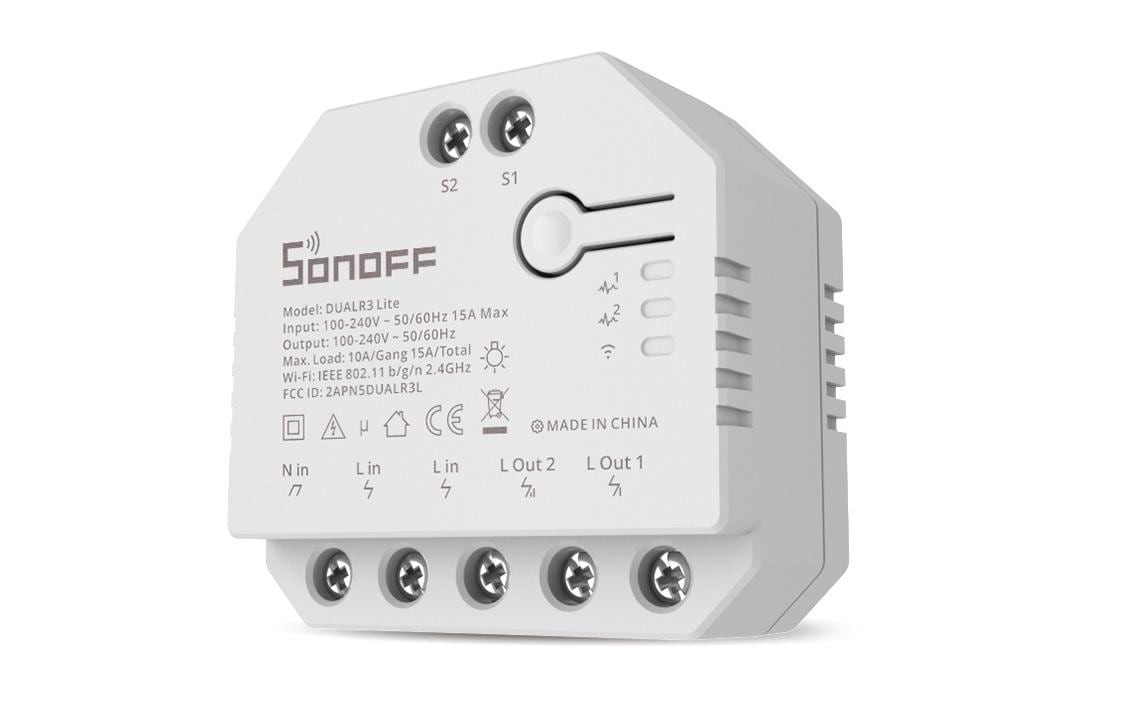 SONOFF WiFi-Rolladenaktor 2-fach DUALR3Lite DIY 230V 10A 2200W/L Induk. 10-240W 1A w