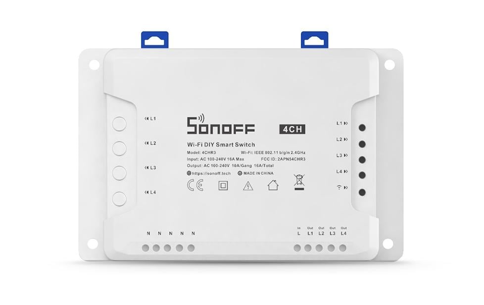 SONOFF WiFi-Schaltaktor 4-fach 4CHR3 DIY 230V 10A 2200W/L weiss