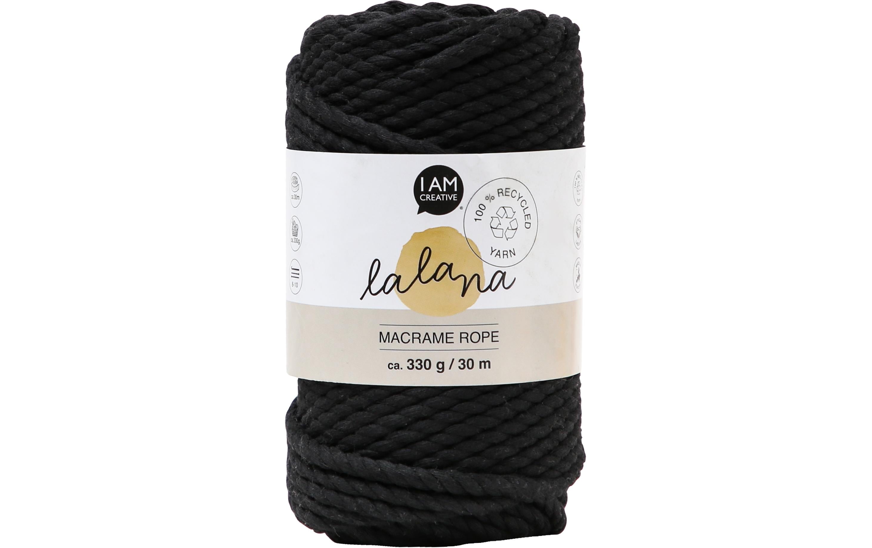 lalana Wolle Macrame rope black 5 mm, 330 g, ca. 30 m