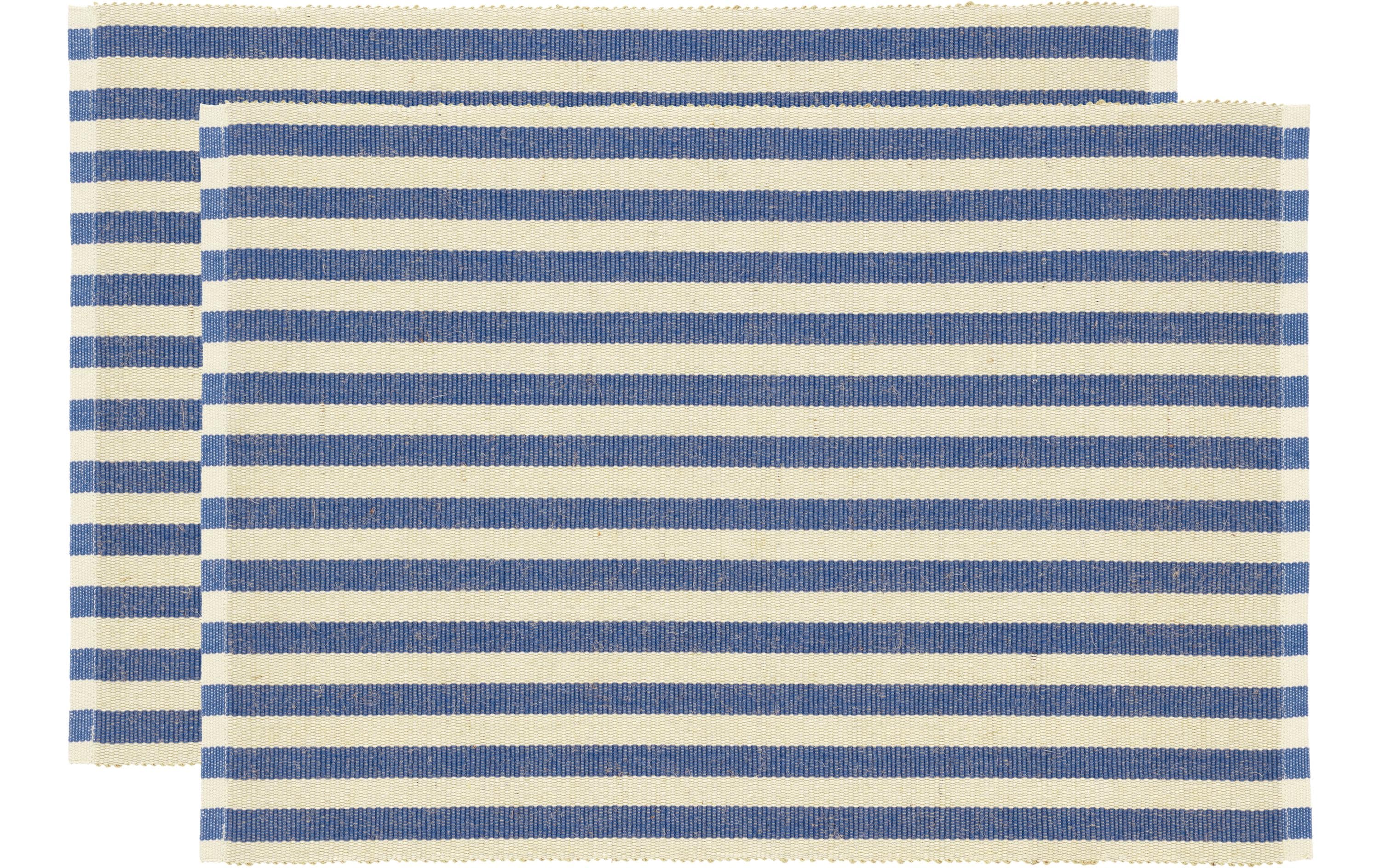 Södahl Tischset Statement Stripe Blau 2er Set, 33x48cm, je 50% Baumwolle/Jute