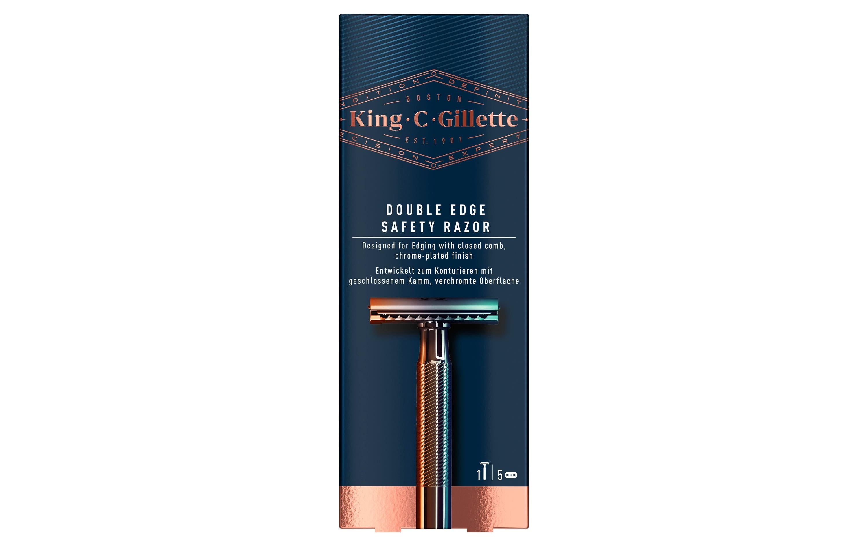 King C. Gillette Rasierhobel mit 5 Klingen 5 Stück